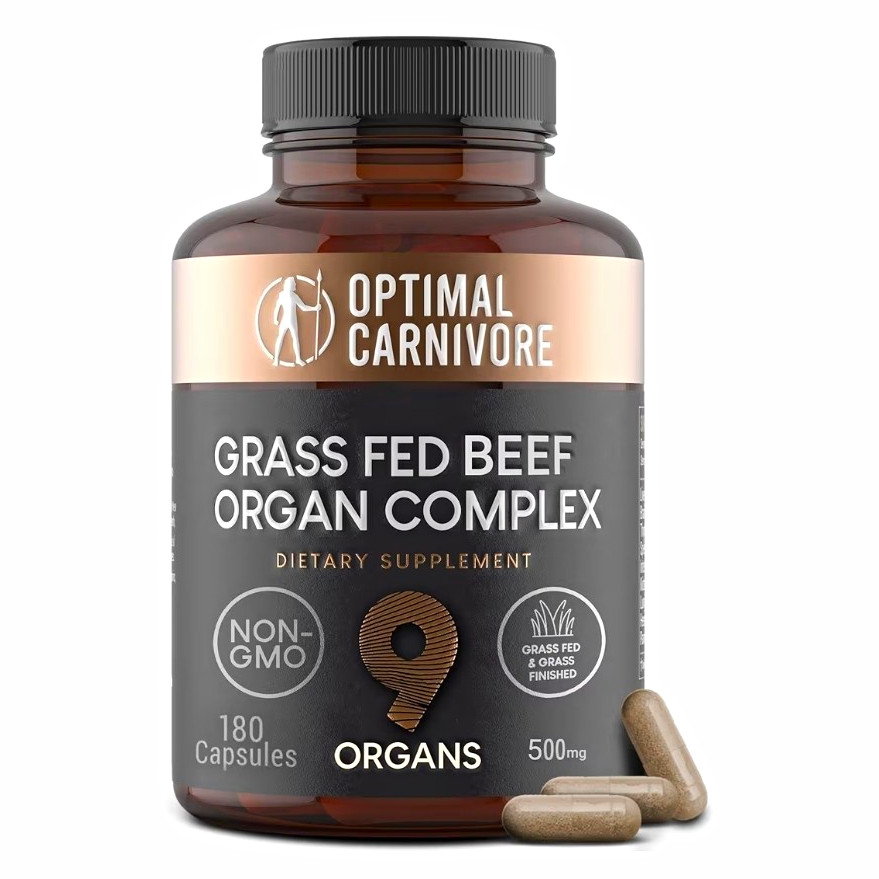 Optimal Carnivore Grass Fed Beef Organ Complex Non-GMO 500mg 180 Capsules