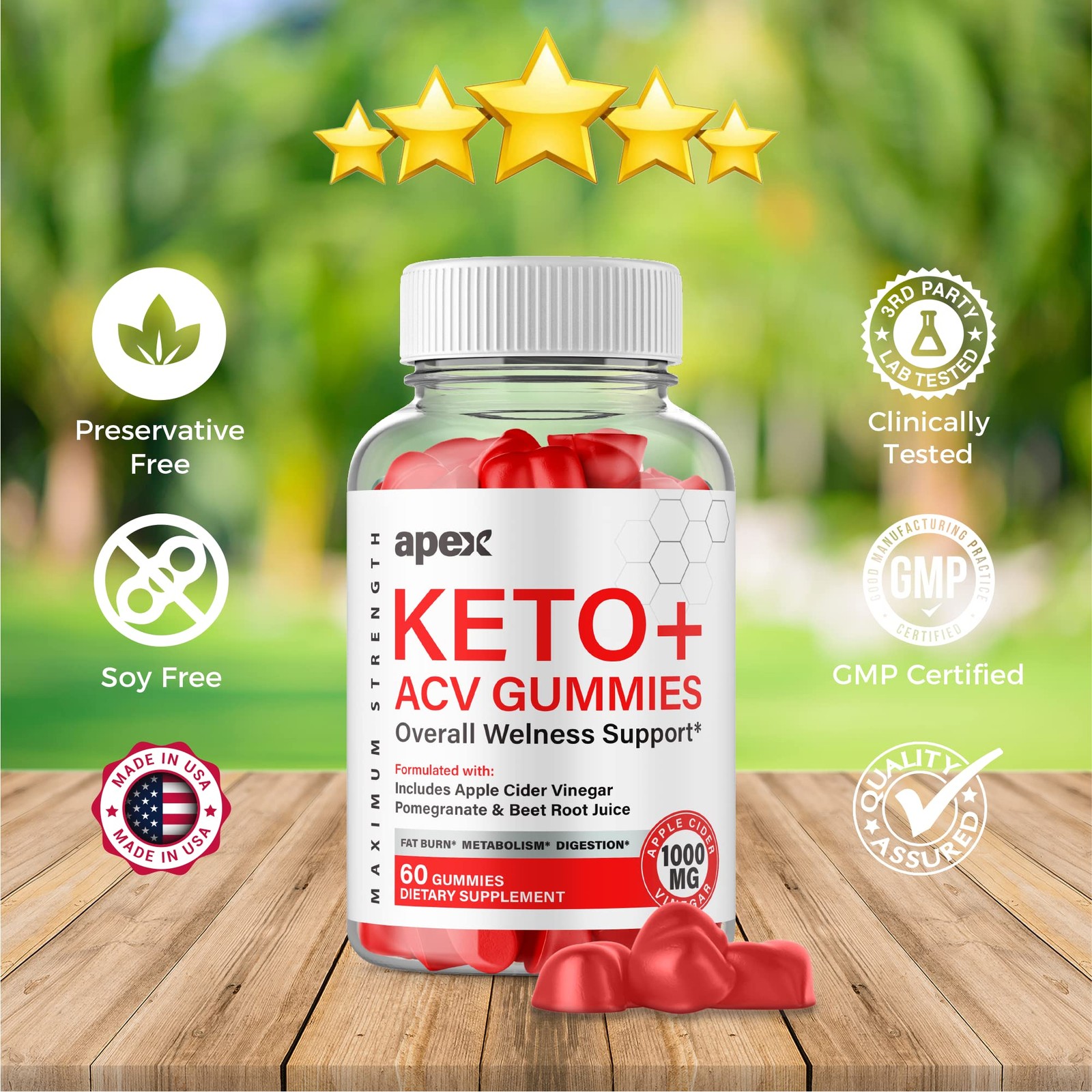 Apex Gummies General Wellness Supplement – 300 Gummies (5 Pack)