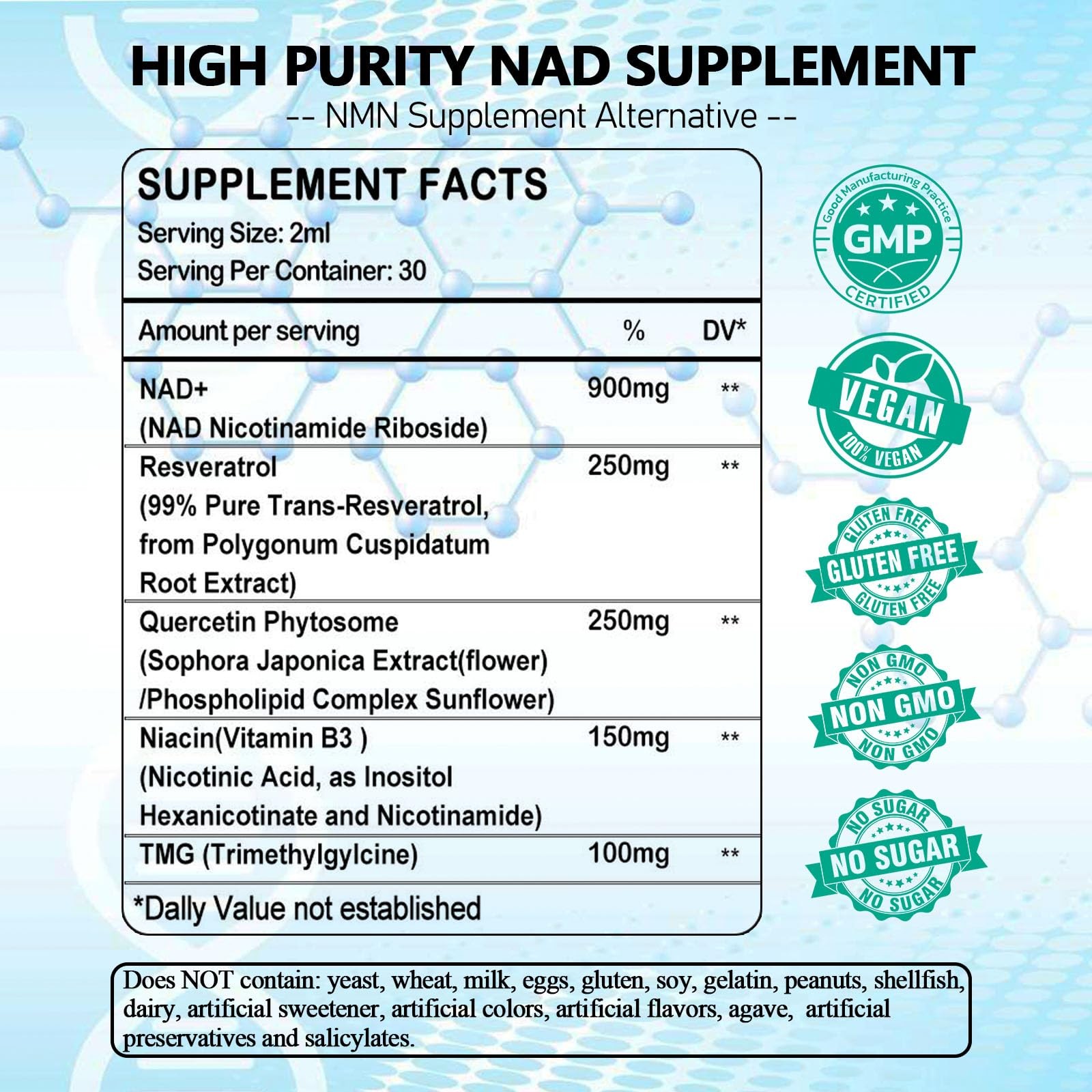 NAD Supplement, Liposomal Nicotinamide Riboside 2 Fl Oz (Pack of 1)
