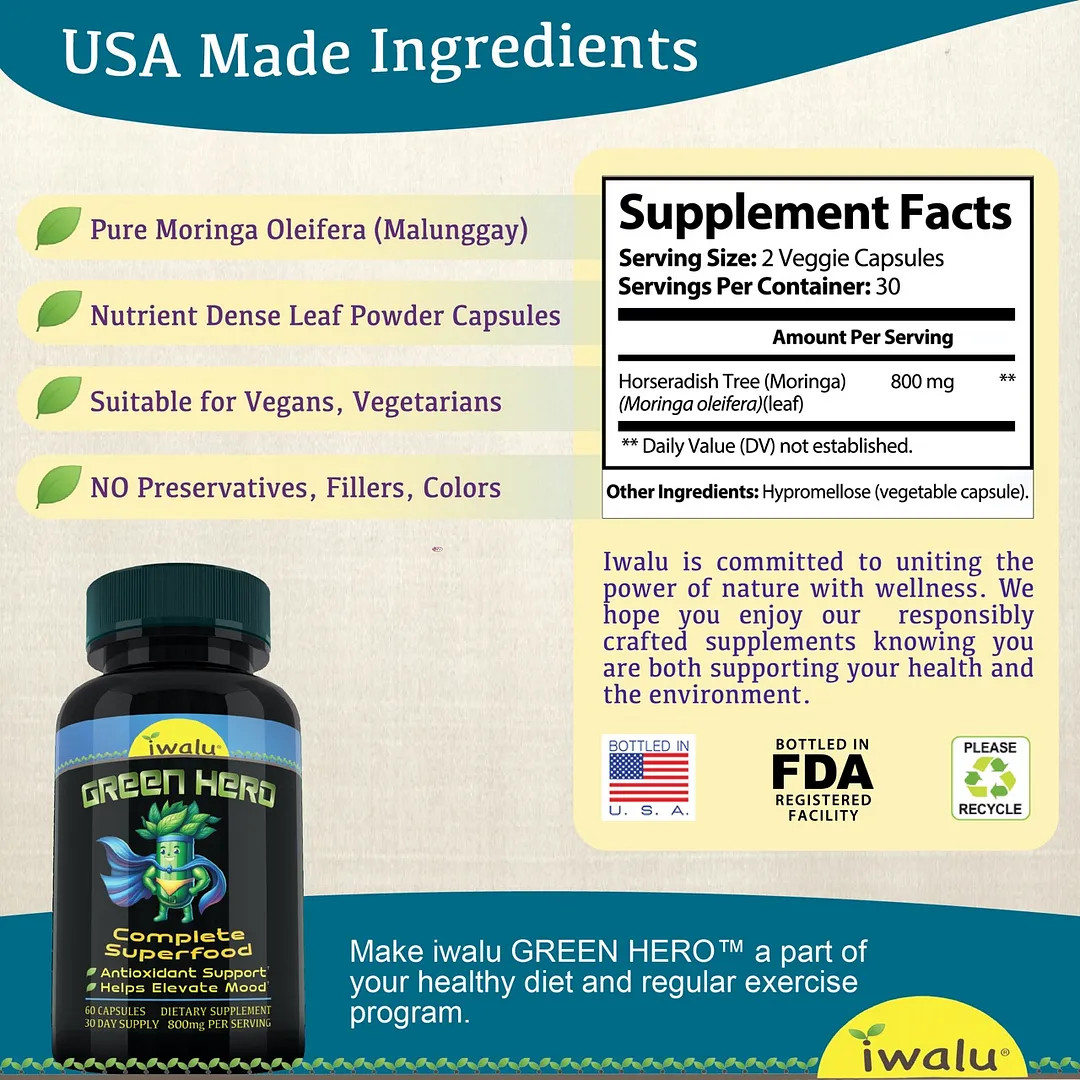 Moringa Oleifera Vegetable | Best Supplement Capsule Pill Men Women FREE SHIP