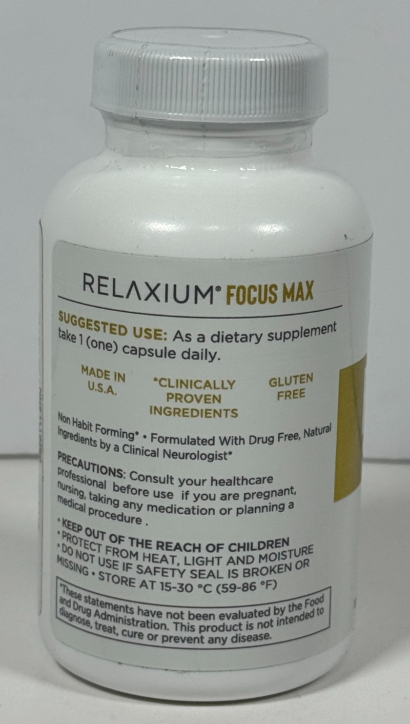 Relaxium Focus Max Mental Aid Dietary Supplement 30 Capsules Exp 03/2027 SEALED