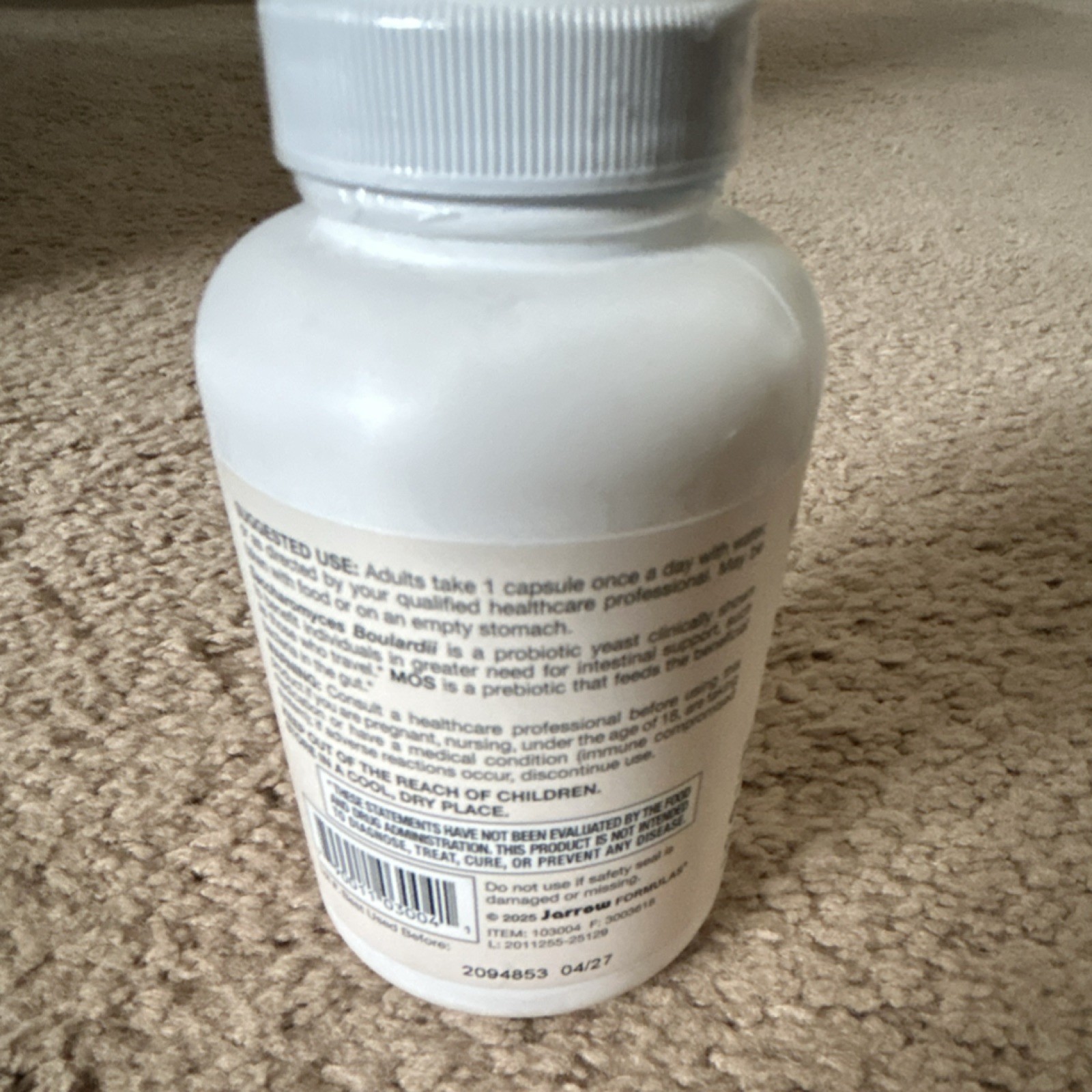 Jarrow Formulas Saccharomyces Boulardii + MOS Probiotic Vegan 5B CFU 30 Capsules