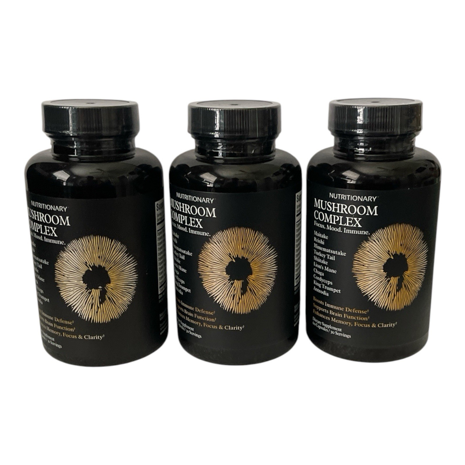 Lot of 3 Mushroom Complex Supplements 60 Capsules Each Exp 01/2028