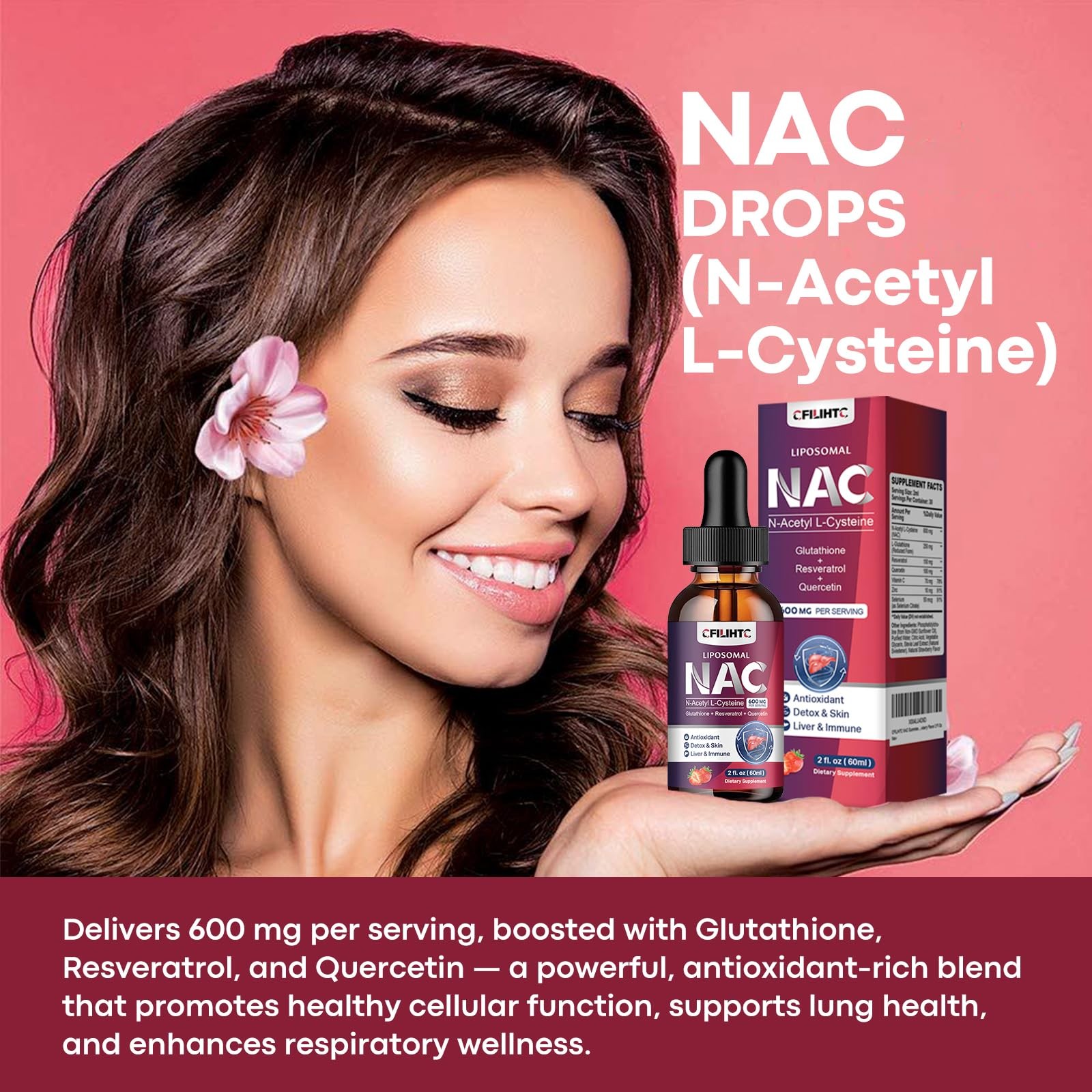 Liposomal Liquid NAC Supplement N-Acetyl Cysteine Drops, 2 Fl Oz (Pack of 2)