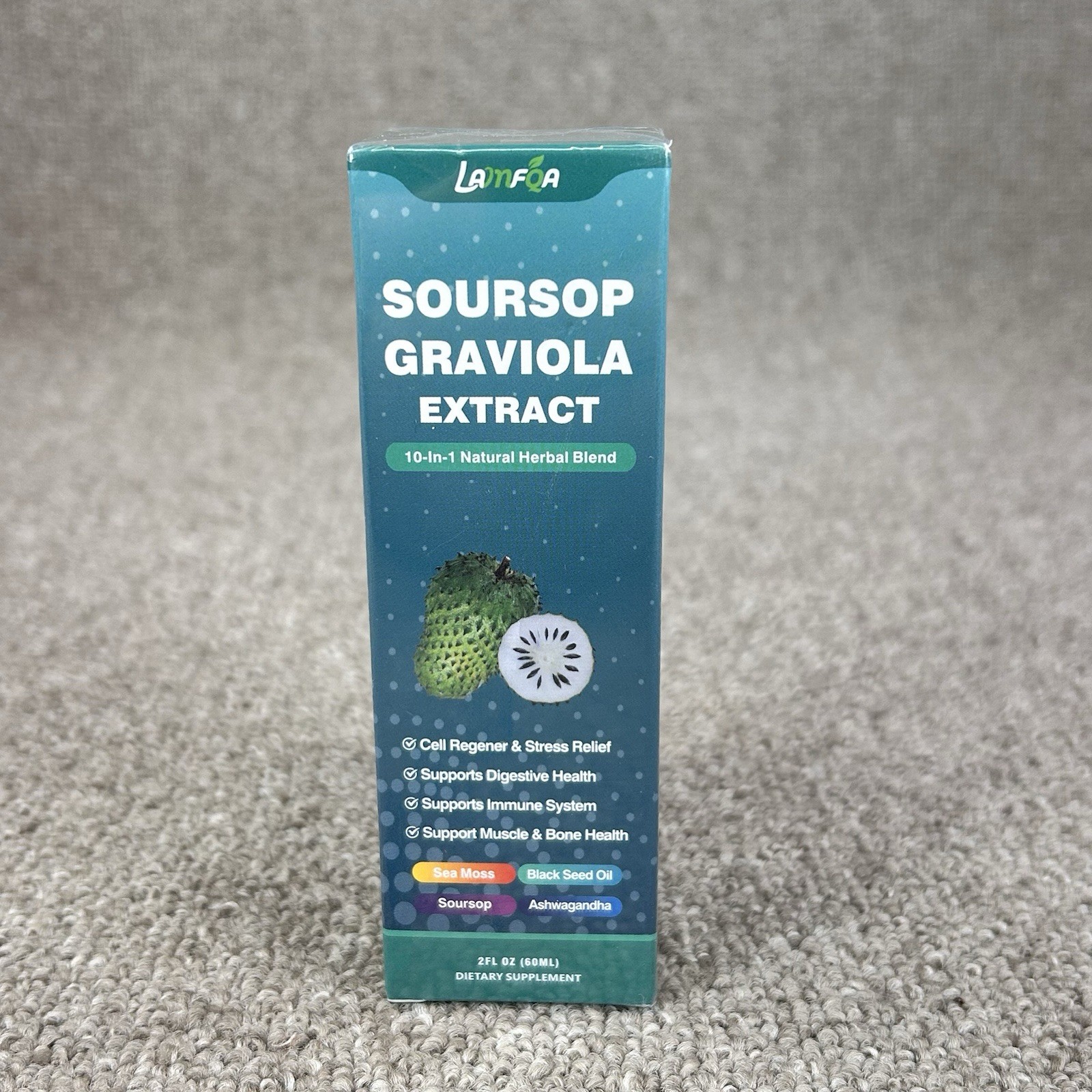 Lamfoa Soursop Graviola Extract Liquid Supplement 2 Oz Sea Moss Black Seed Oil