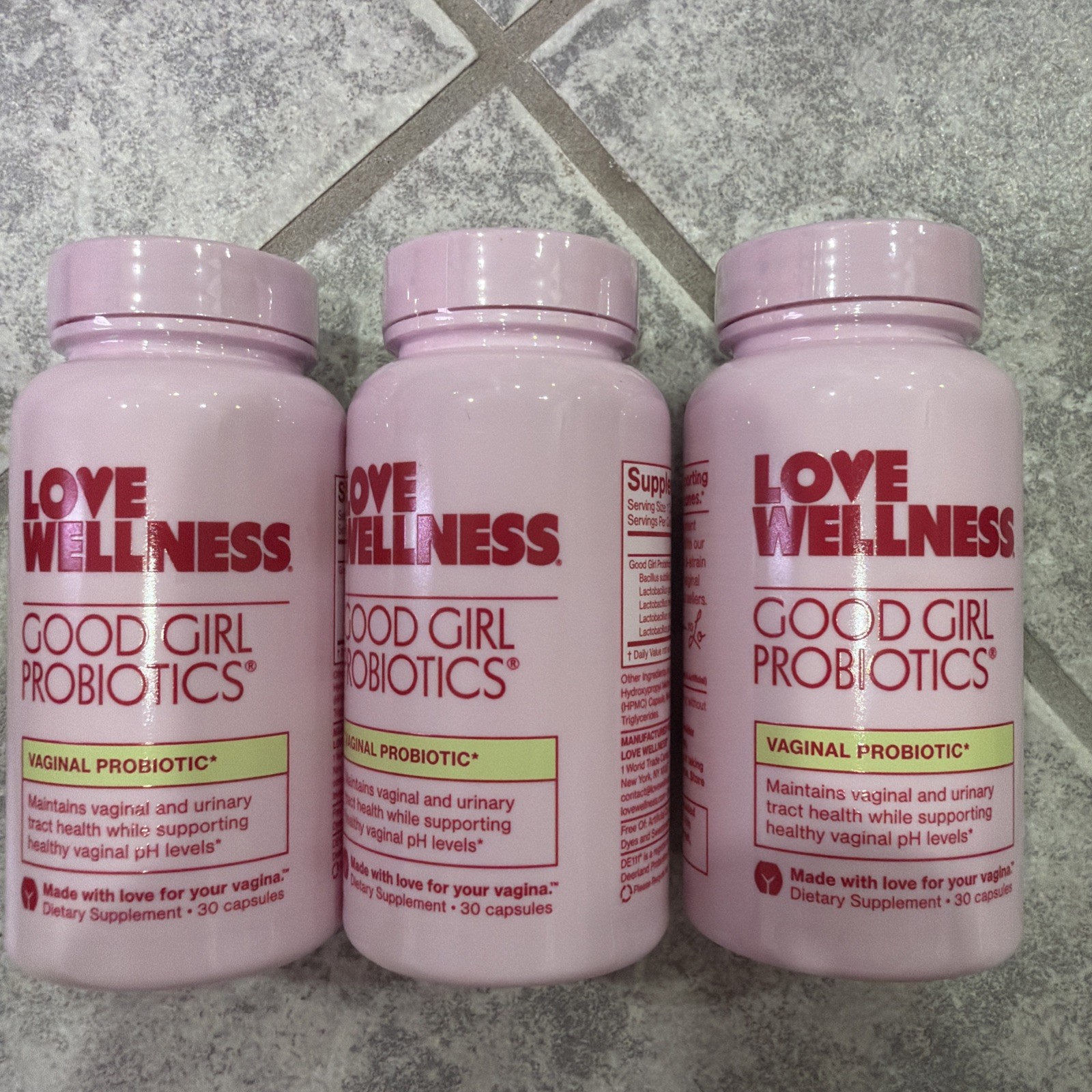 3 Bottles Love Wellness Good Girl Probiotics – 30 Count – 03/2027