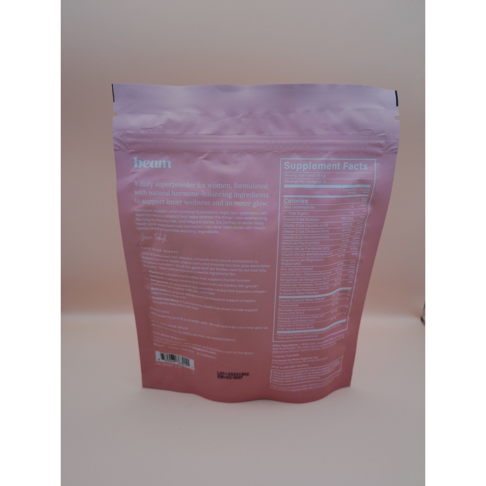 Beam Glow Raspberry Womens Superpowder 15 Sticks NIB Dietary Supplement