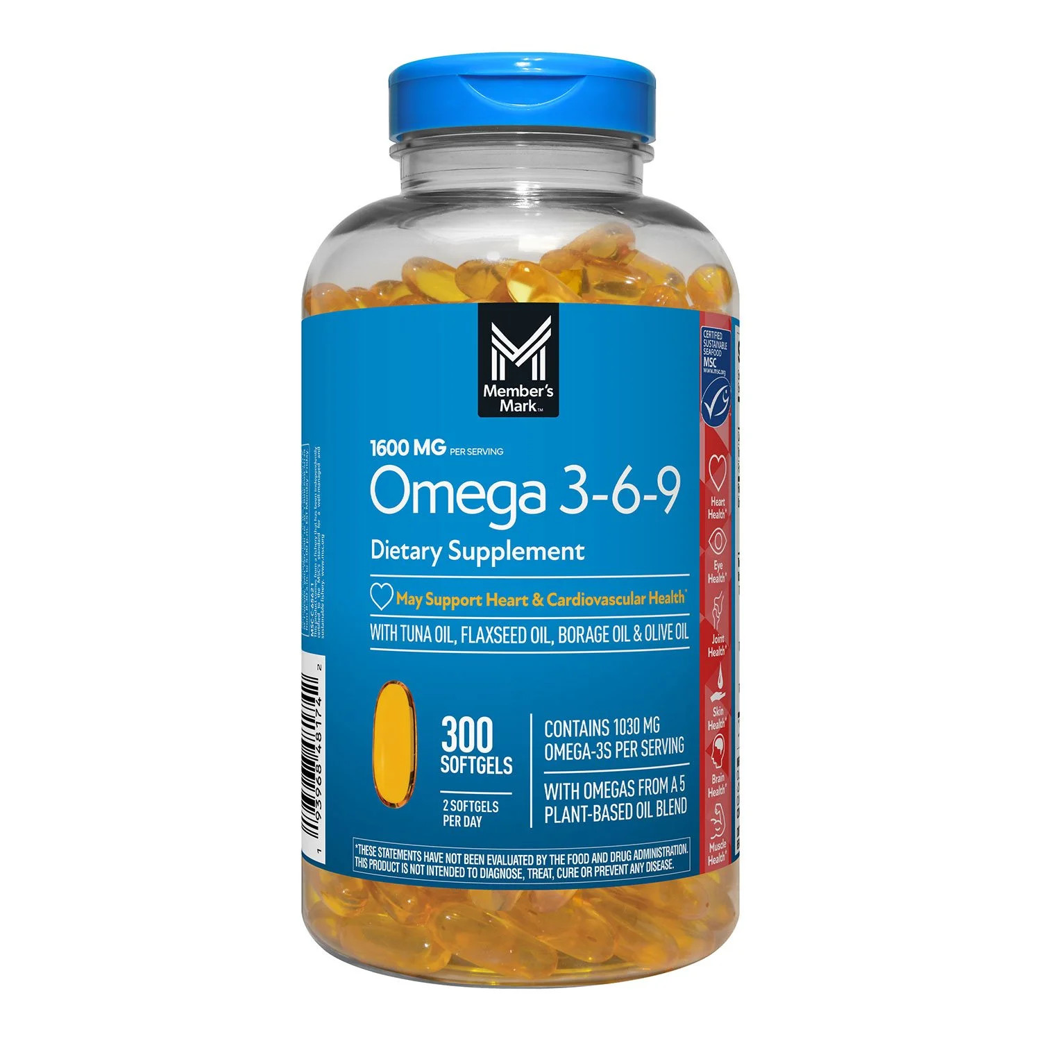 Omega 3-6-9 Softgels 1600 mg, 300 count — Sustainably sourced Tuna Oil