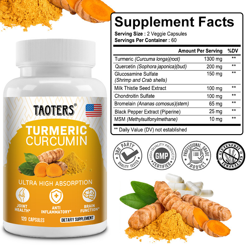 Turmeric Curcumin Highest Potency 95% 1300mg with Bioperine Black Pepper Extract