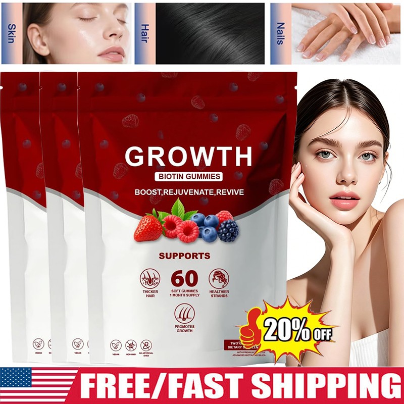 4X Hair Growth Gummies – Biotin Vitamins Plant Extracts, Supports Health HOT US