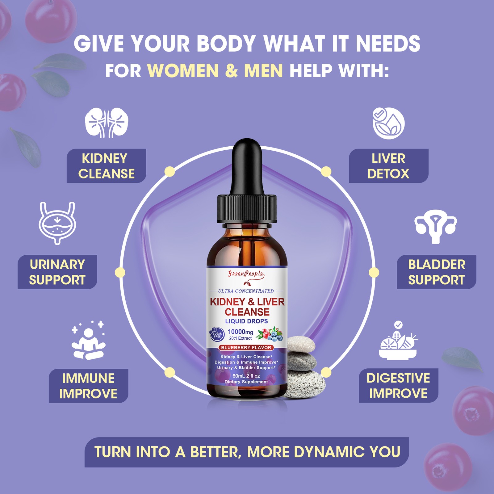 Kidney Liver Support Drops | 20:1 Cranberry Chanca Piedra Milk Thistle Vegan