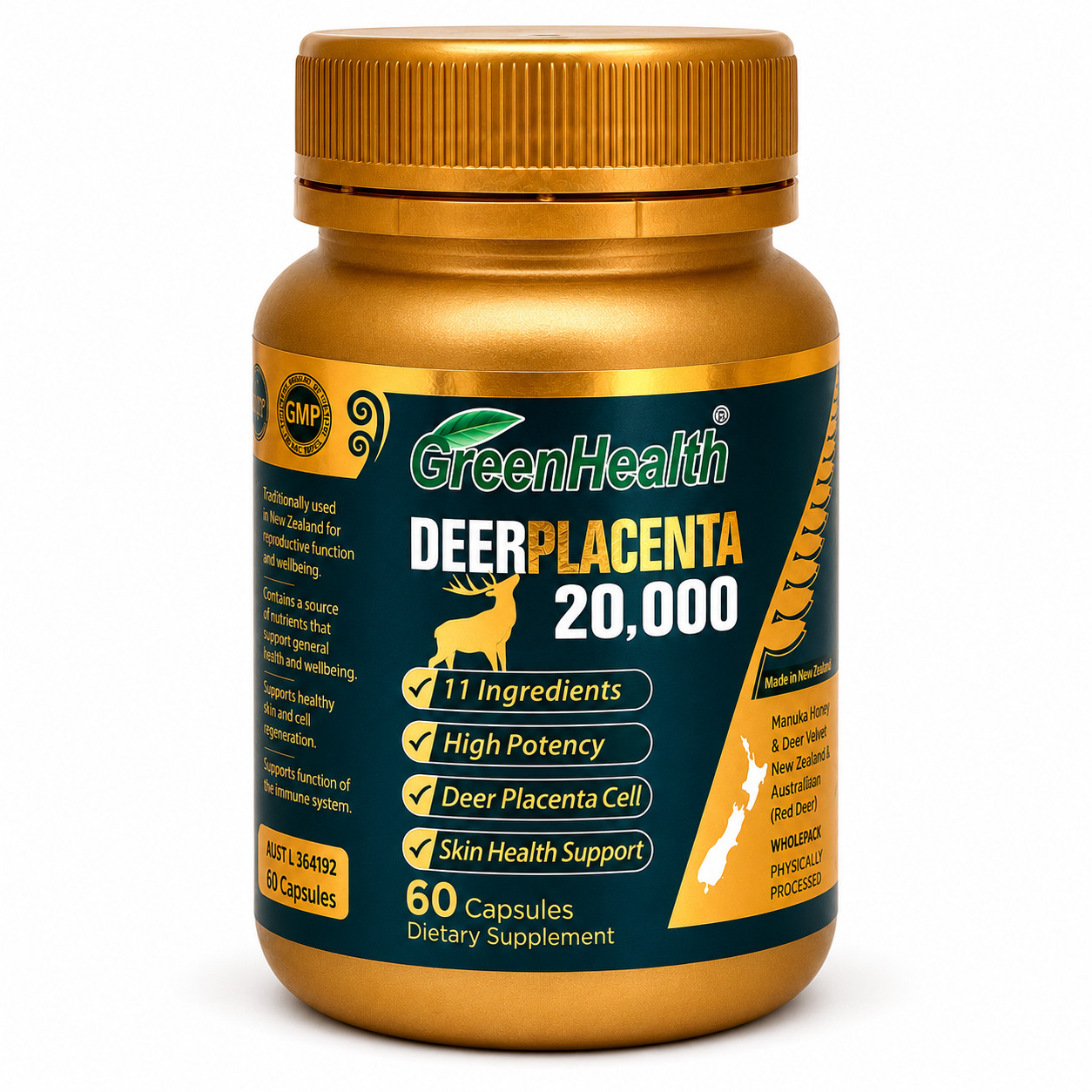 Green Health Deer Placenta Dietary Supplement – 60 Soft Gels