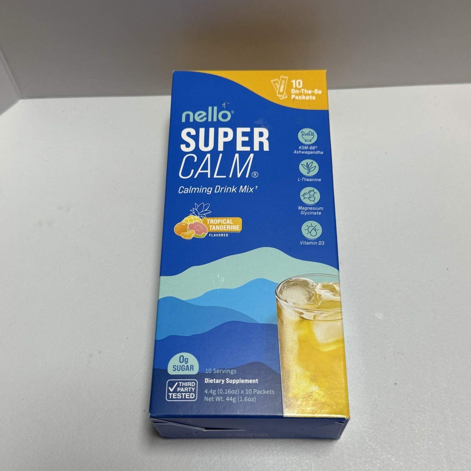 3x Nello Supercalm Calming Drink Mix Tropical Tangerine 10 ct per box EXP 1/27