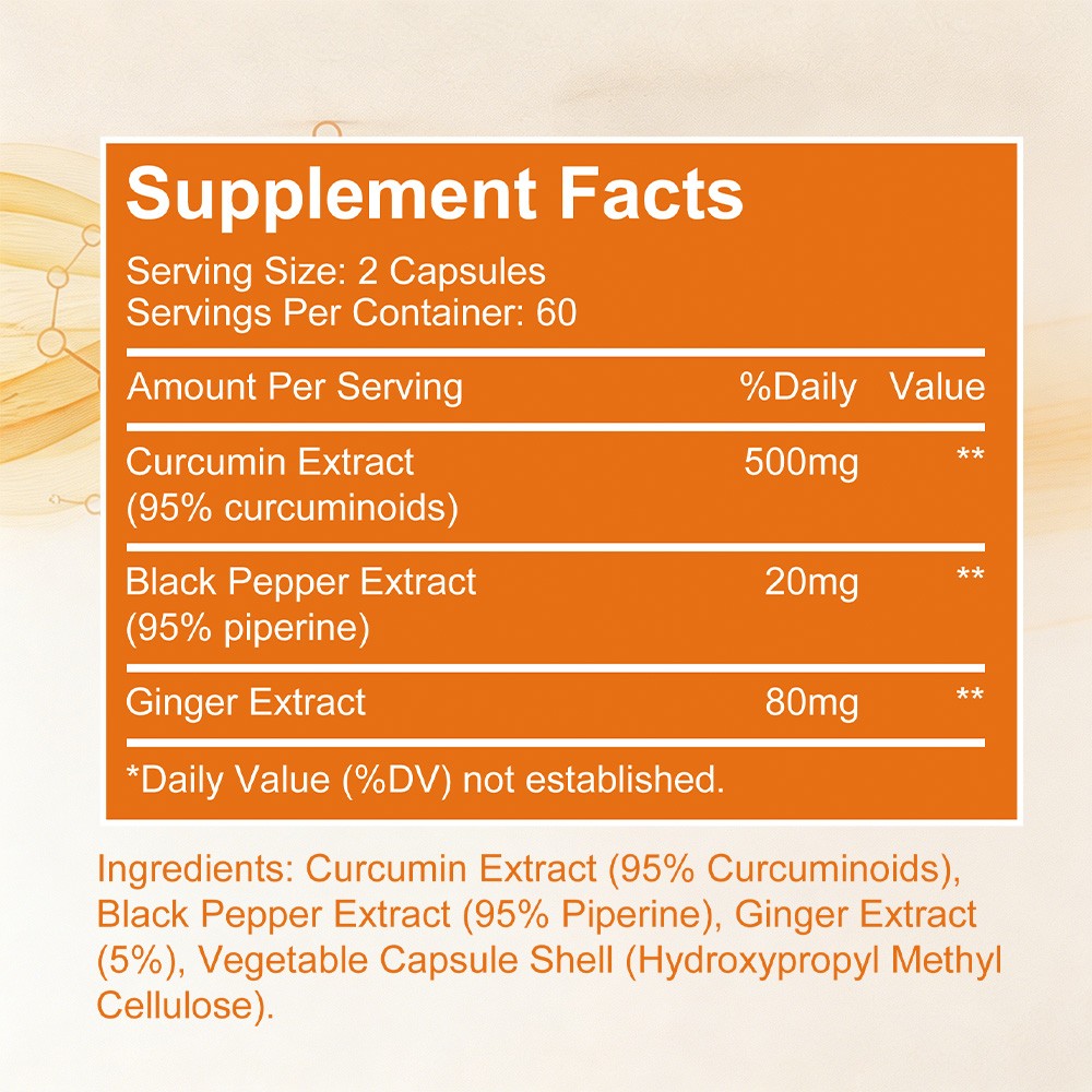 Turmeric Capsules with Ginger & Black Pepper,Joint & Heart Support, 30~120 Caps