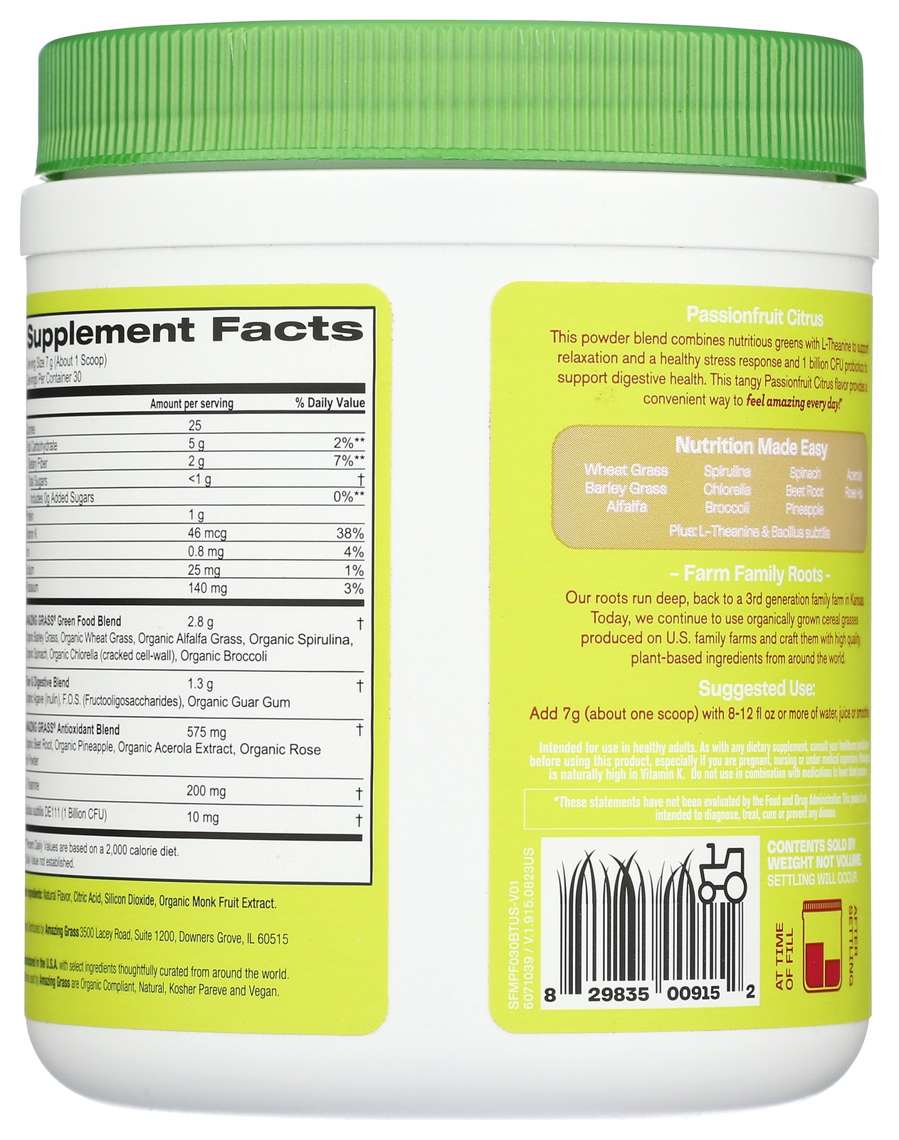 Amazing Grass Mood Greens Blend Passionfruit Citrus Dietary Supplement 1 Pack