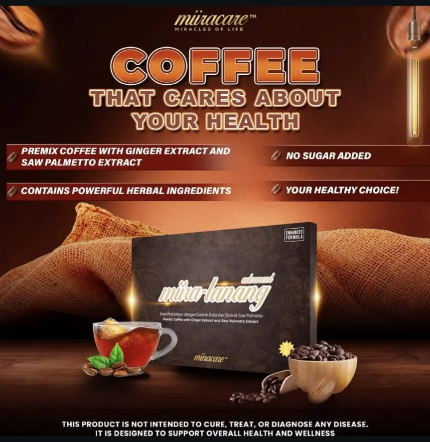 1 Miira Lanang coffee for men supports prostate and sexual health. 40 sachets