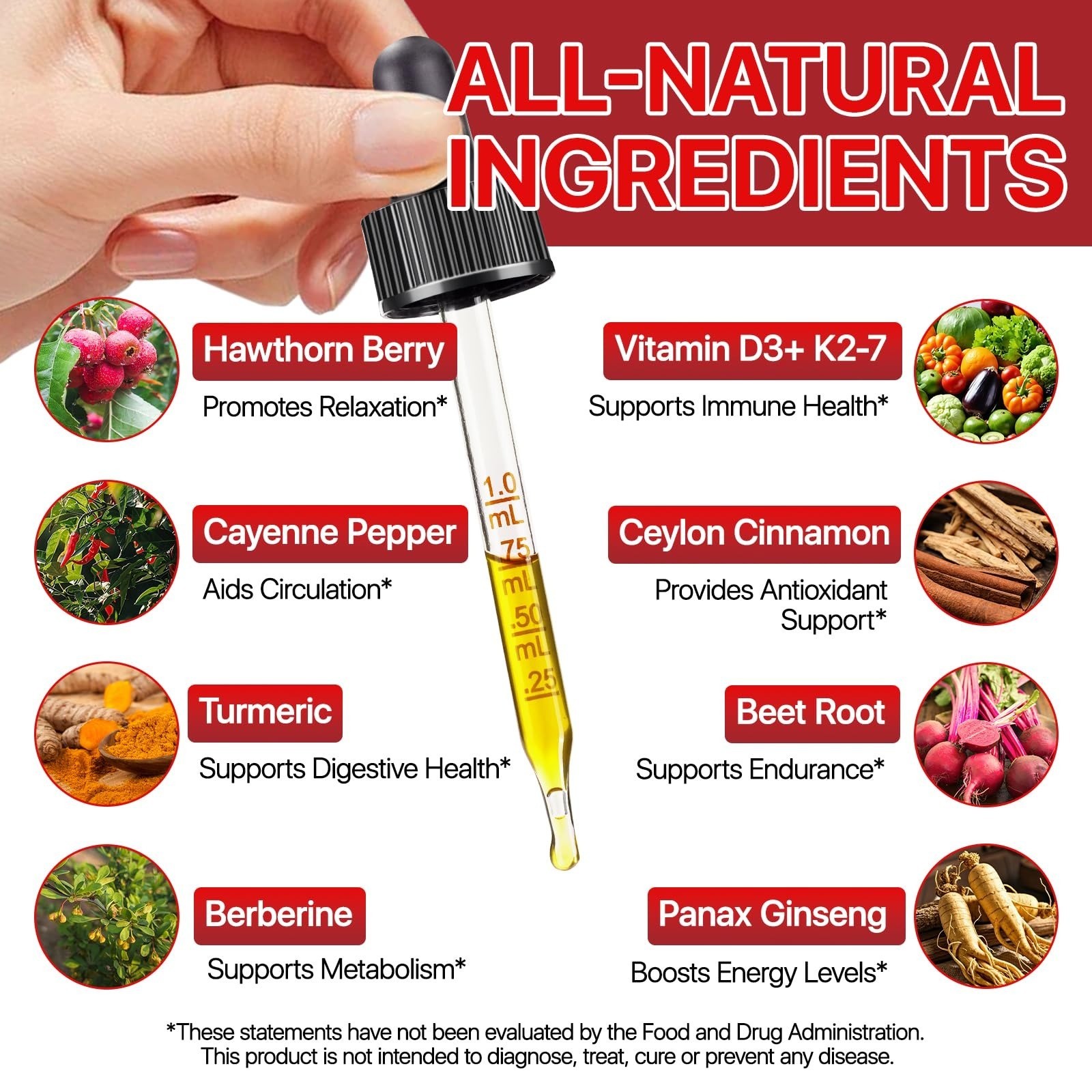 Cayenne Pepper Drops Liquid Supplement 2 Fl Oz Vegan-Friendly
