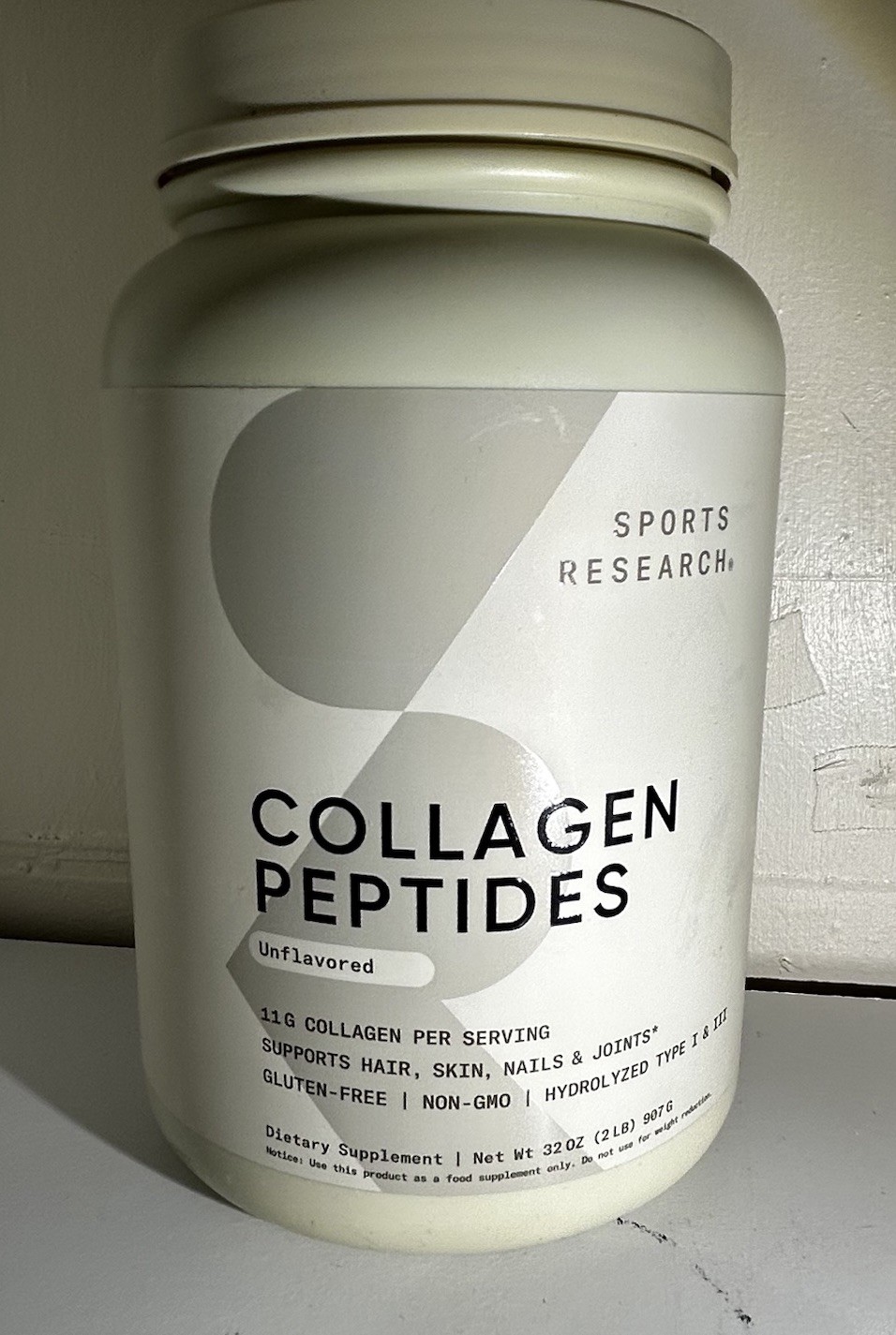 Sports Research Collagen Peptides Powder Unflavored 32oz Exp 02/2029