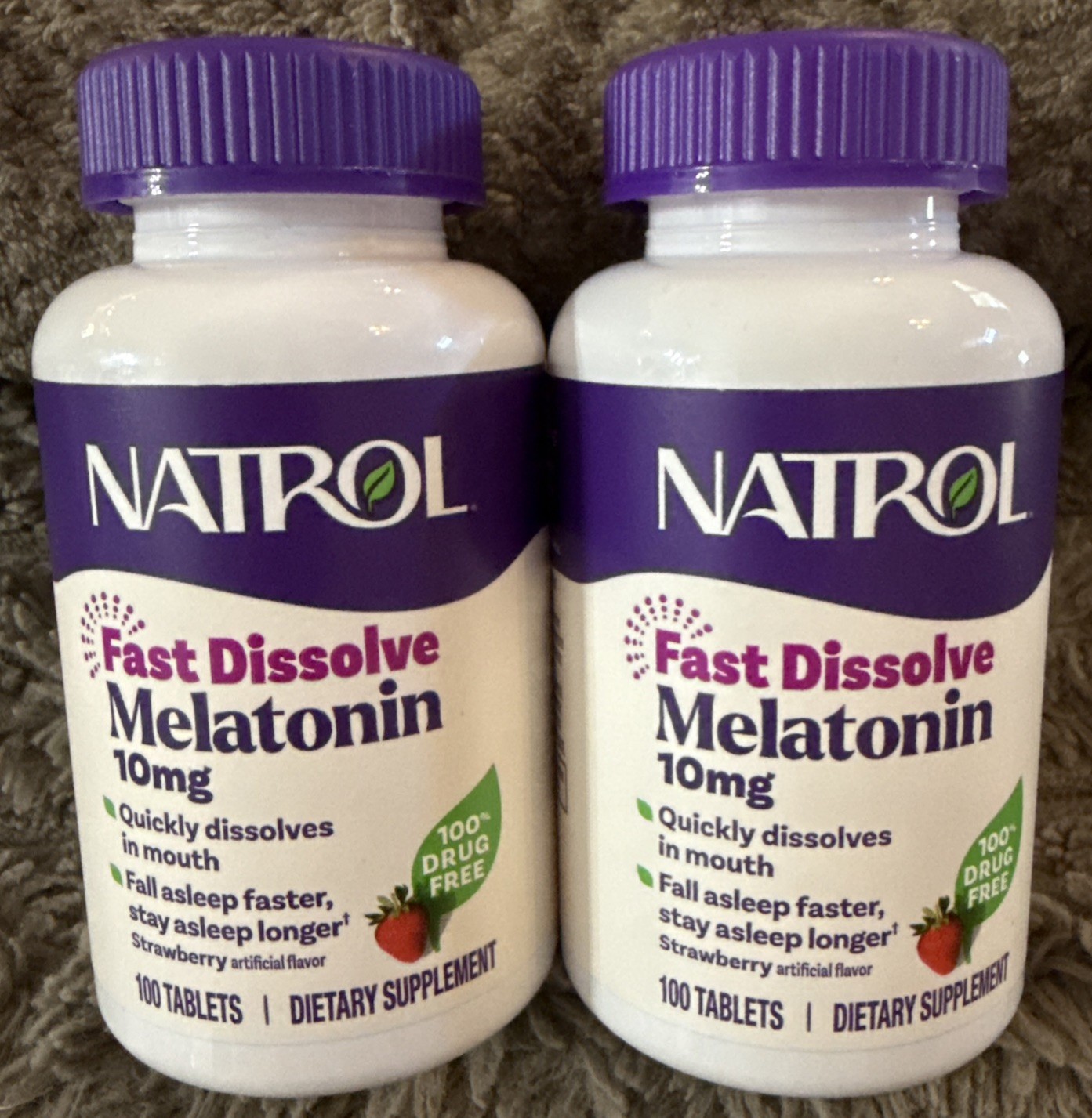 2PK Natrol Melatonin 10 MG ~ 100 Tablets Each ~ EXP 8/27 ~ Strawberry Flavor