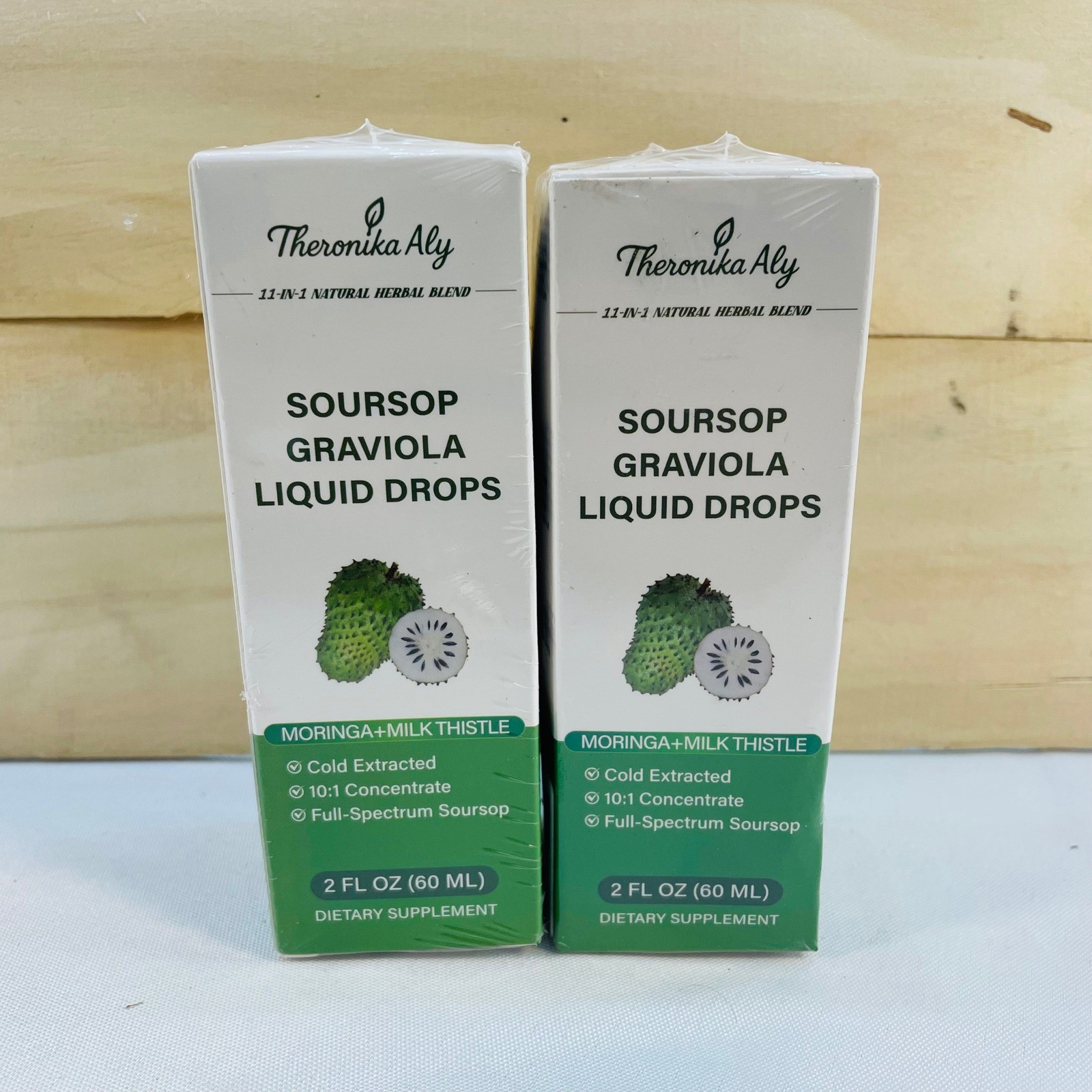 Lot of 2 Theronika Aly Soursop Graviola Liquid Drops 11-in-1 Herbal Blend 2oz