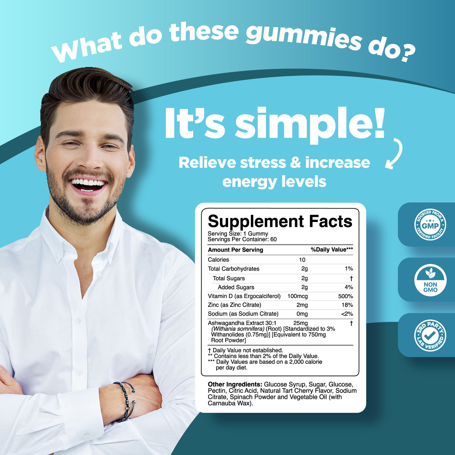 Calming Adaptogen Zinc and Ashwagandha Gummies – Tasty Stress Gummies for Adults