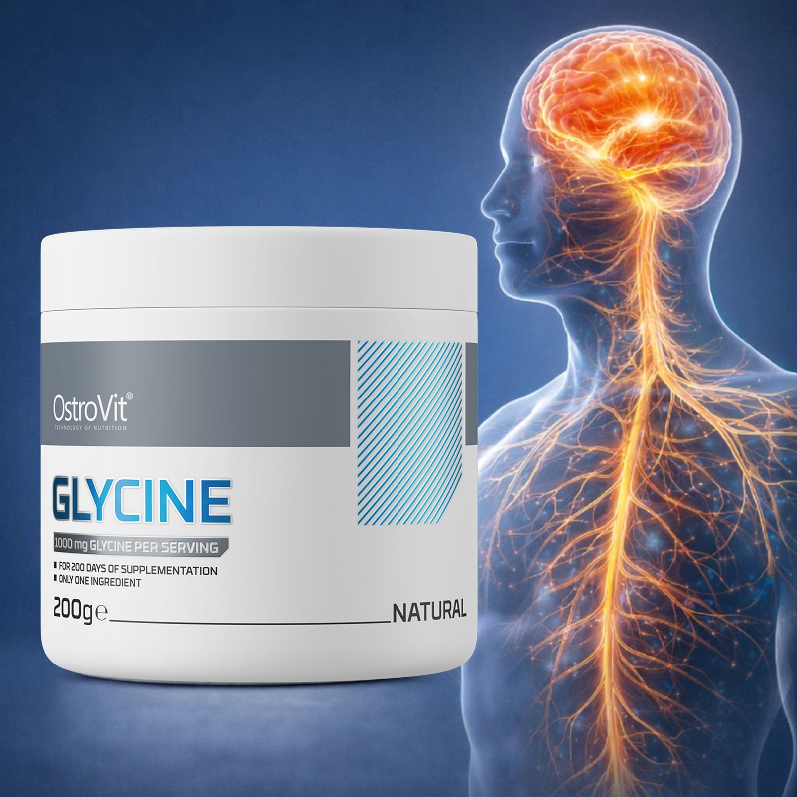 OSTROVIT GLYCINE 200g PURE POWDER DAILY AMINO ACID SUPPORT FOR RECOVERY & SLEEP