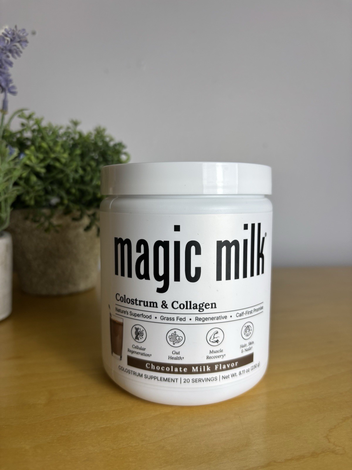 Magic Milk Colostrum + Collagen Powder Grass Fed Chocolate Milk Flavor 8.11 oz