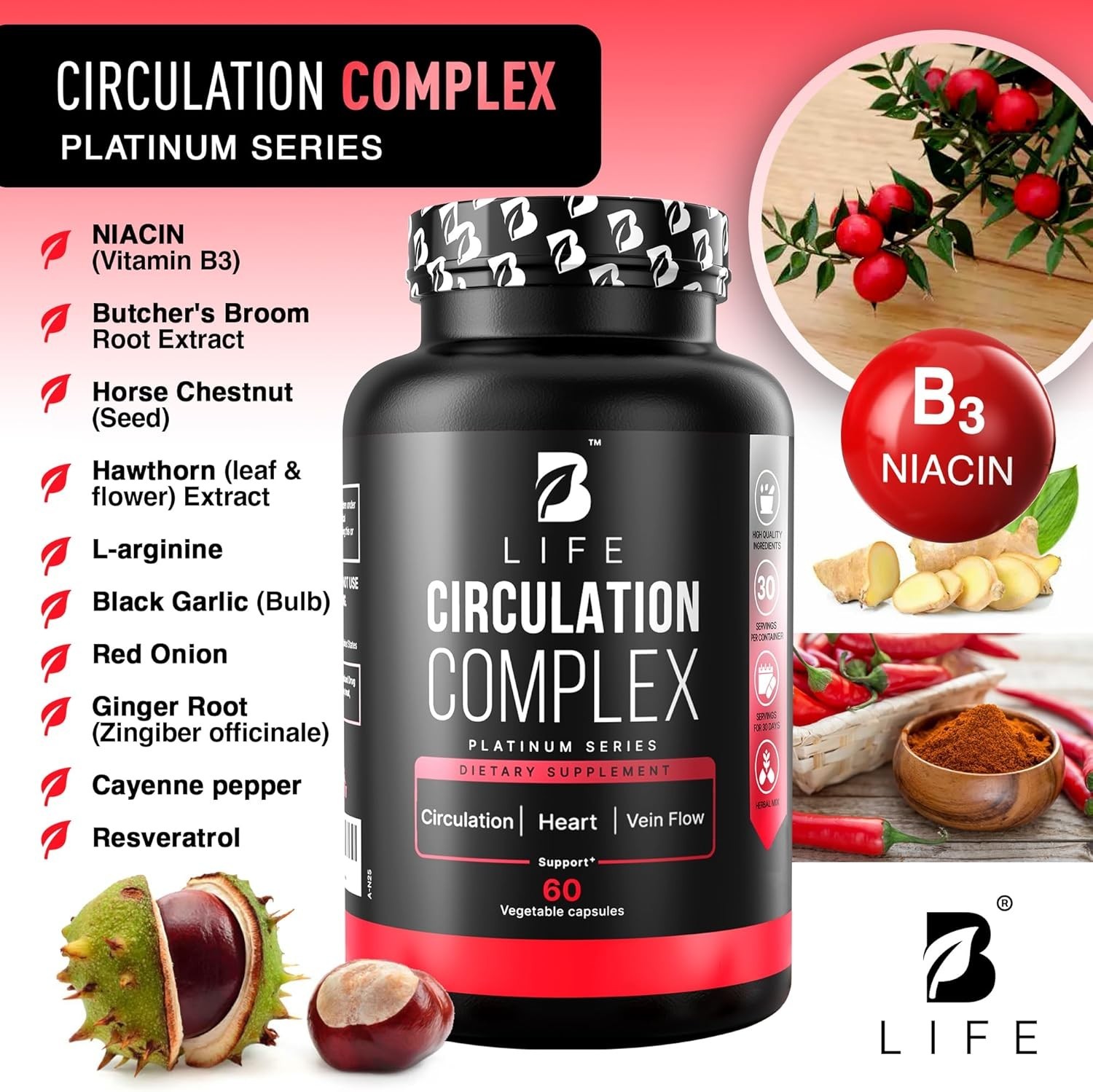 TWO PACK Circulation Complex for Varicose Veins – Resveratrol, Horse Chestnut