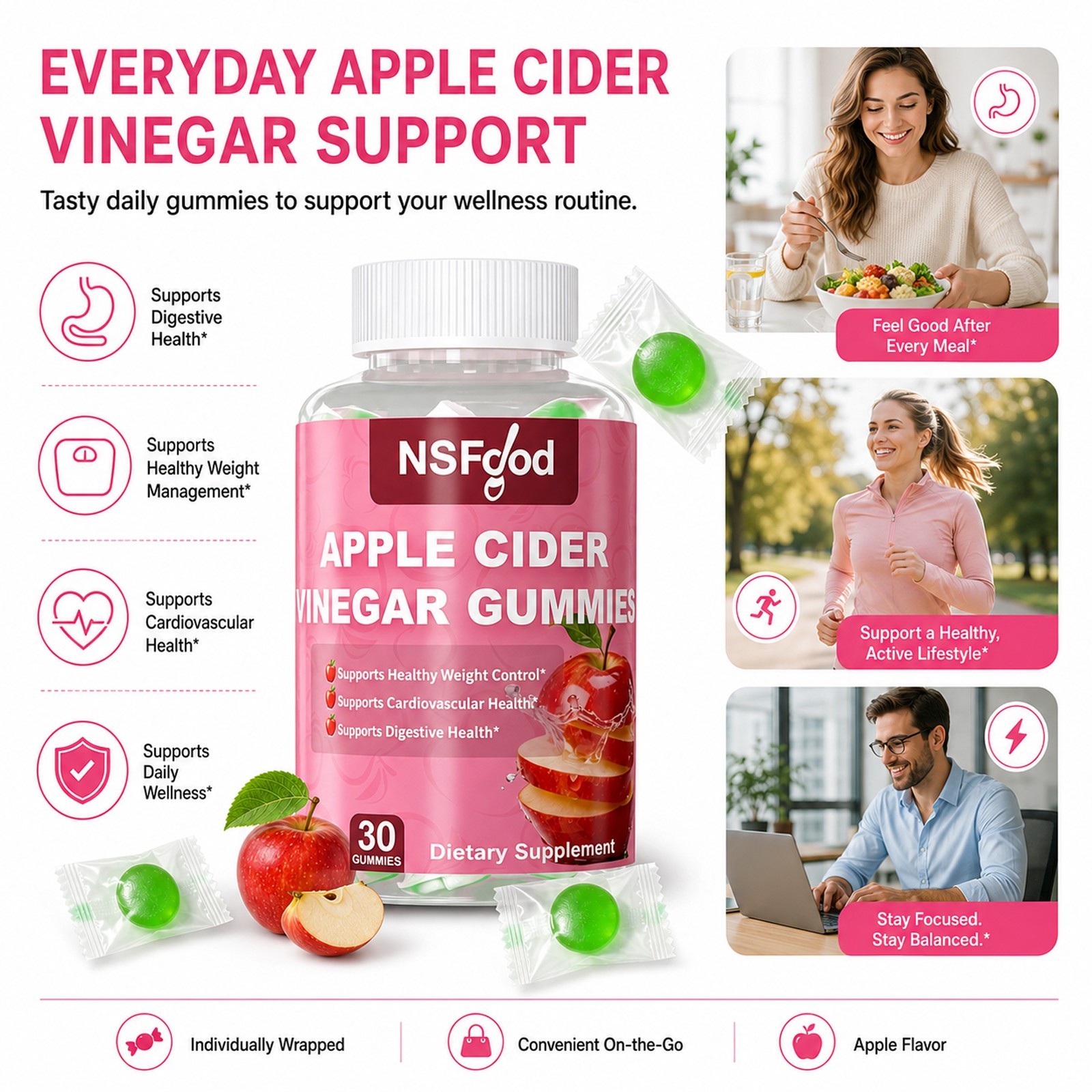 Apple Cider Vinegar ACV Gummies with the Mother Gut Health & Natural Energy Keto