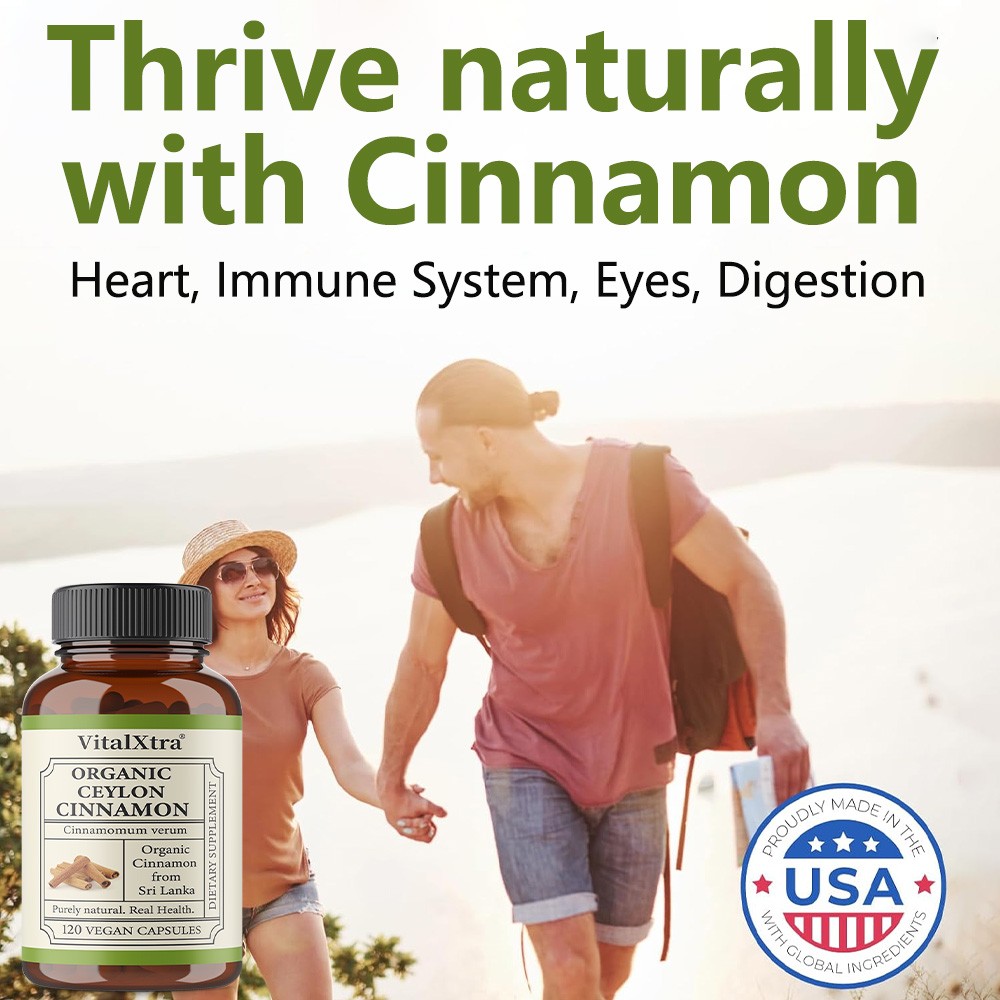 Pure Organic Ceylon Cinnamon 30~120CT for Metabolic & Heart Health Non GMO