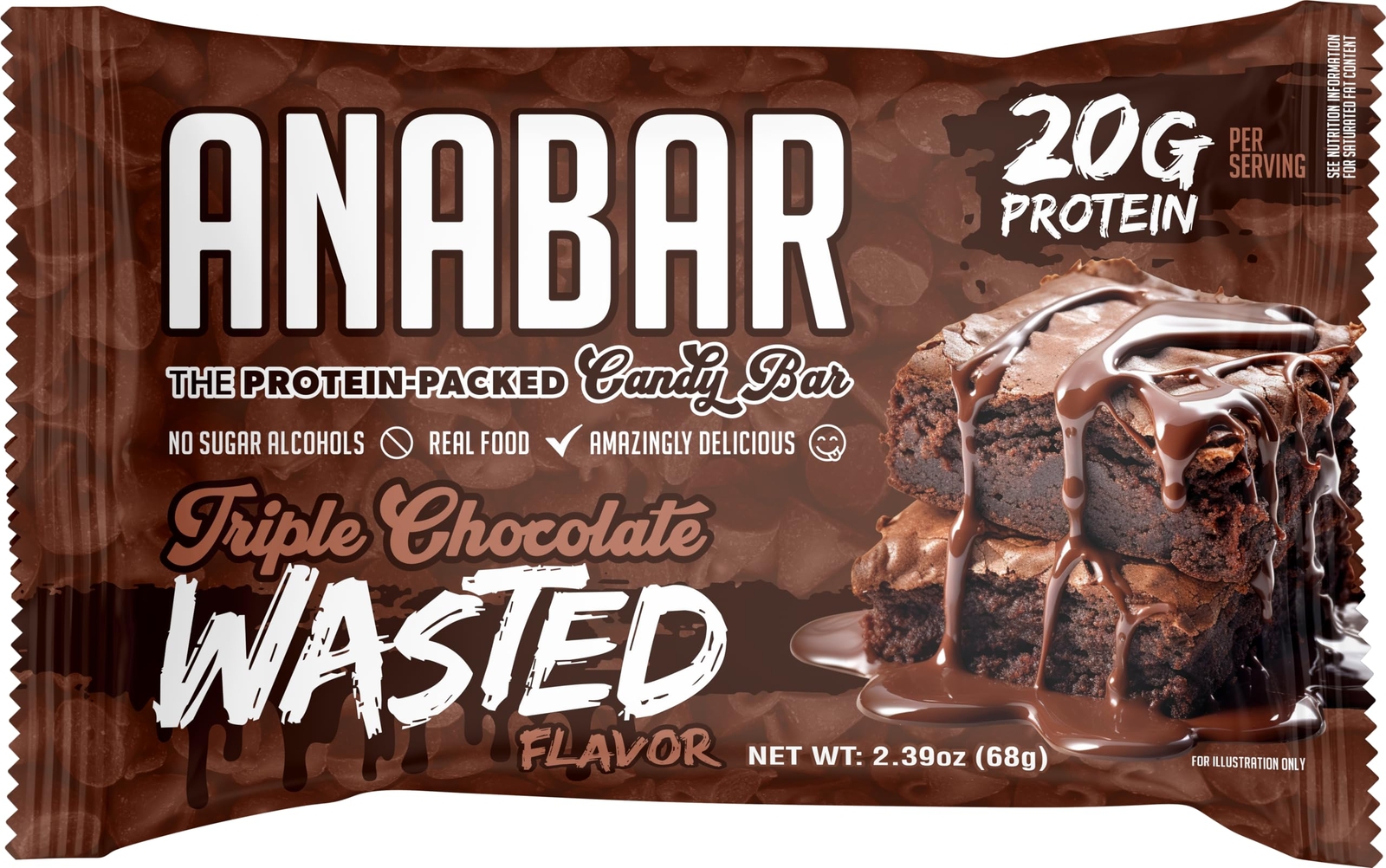 Anabar Protein Bar New Triple Chocolate Wasted, 12 Bars, 20 Grams of Protein