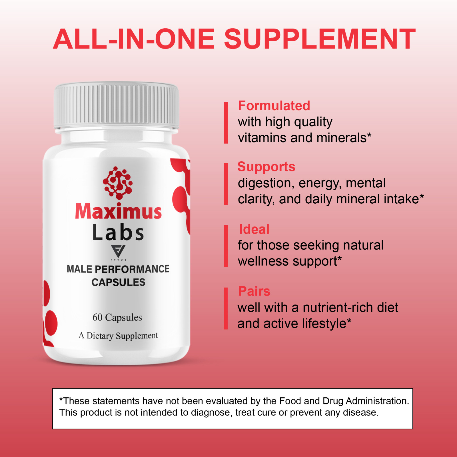 Maximus Labs Male Support Pills, MaximusLabs Supplement (60 Capsules)