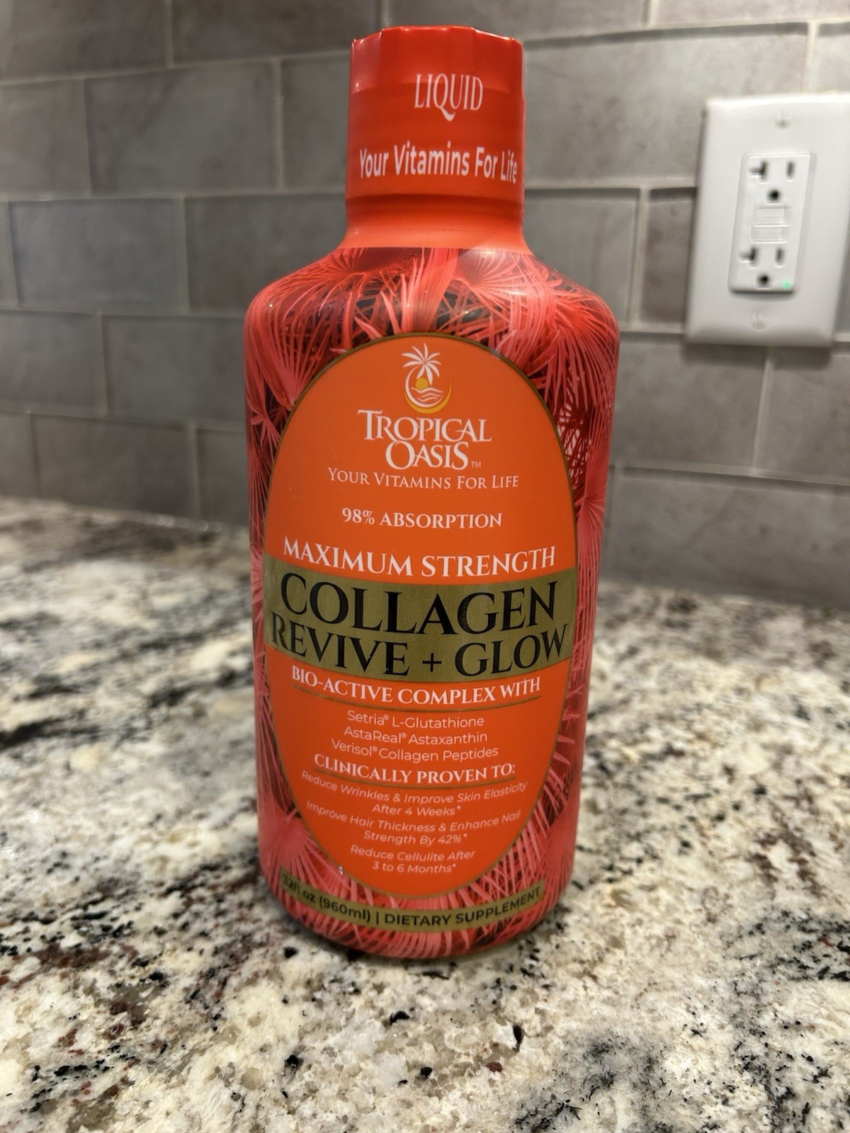 Tropical Oasis Collagen Liquid Supplement Setria Astaxanthin 32 fl oz