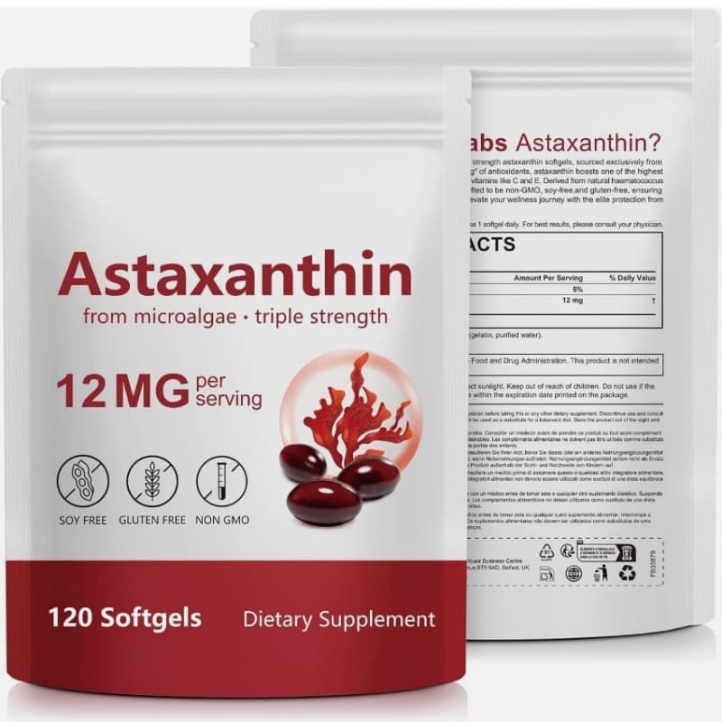 12mg 120 Softgels Astaxanthin Supplements, Premium Antioxidant Supplements