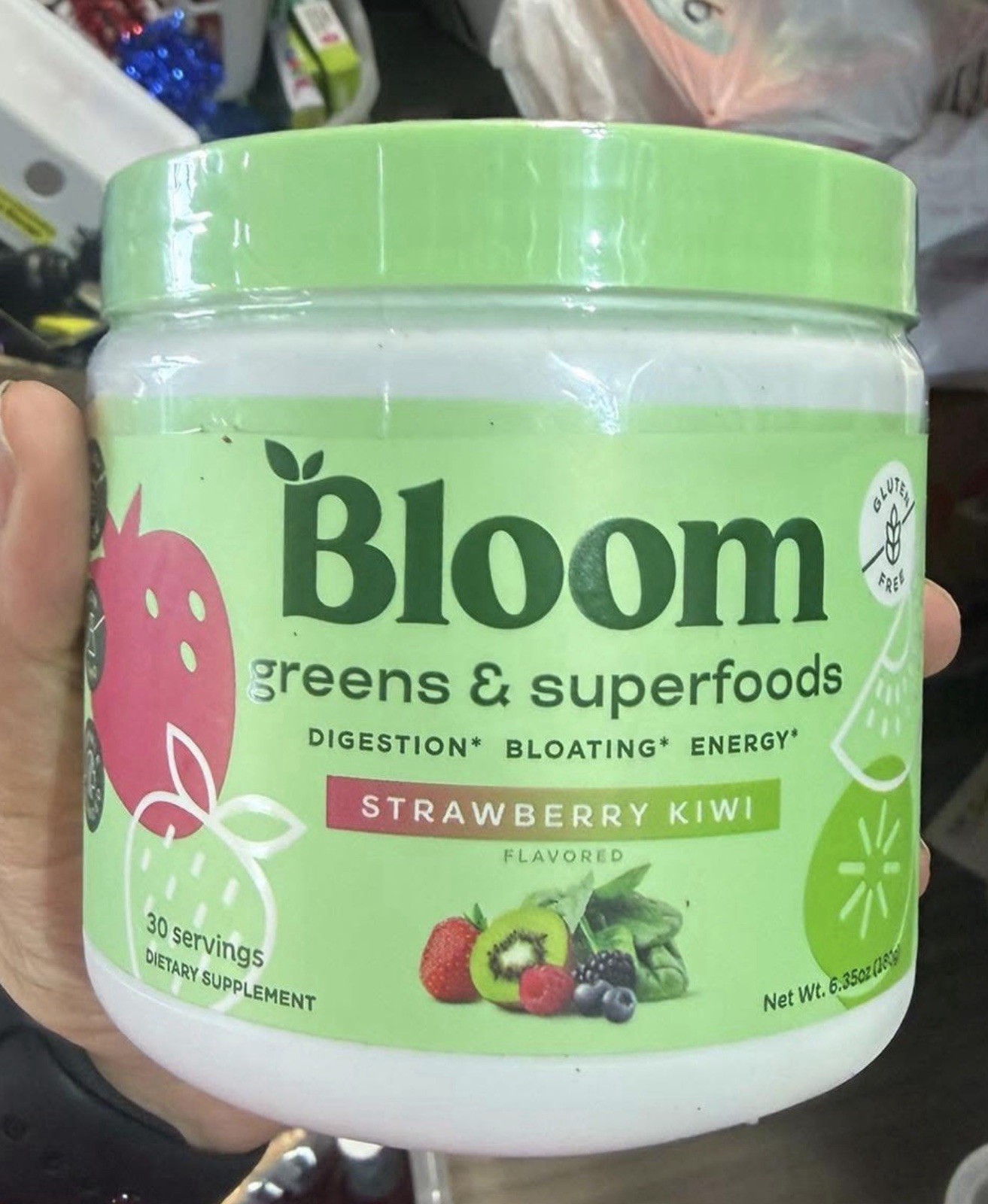 Bloom Greens & Superfoods Powder Strawberry Kiwi Digestion Energy 6.35oz