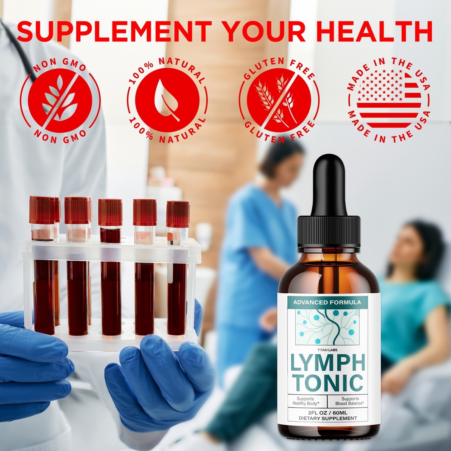(1 Pack) Lymph Tonic Drops Blood Health Support Formula LymphTonic 30 Servings