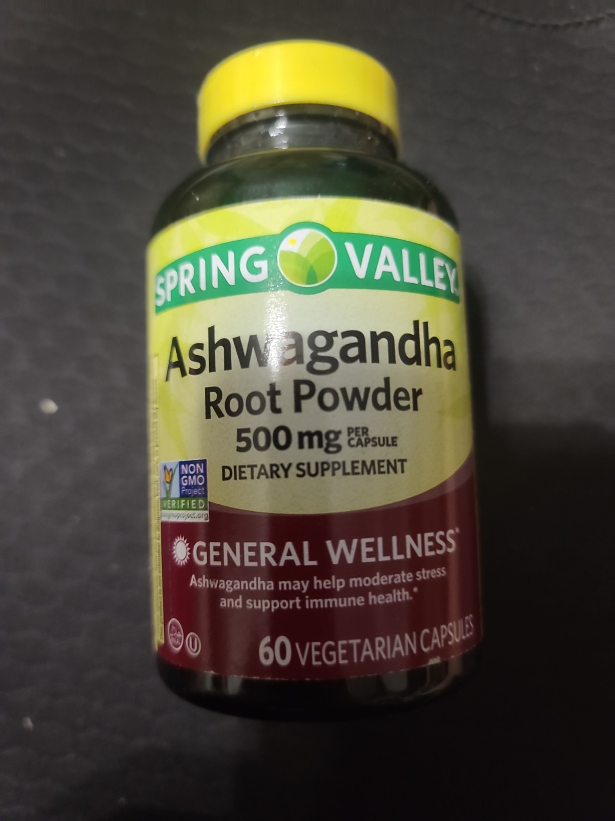 Spring Valley Ashwagandha Root Powder 500 mg Vegetarian Capsules – 60 ct