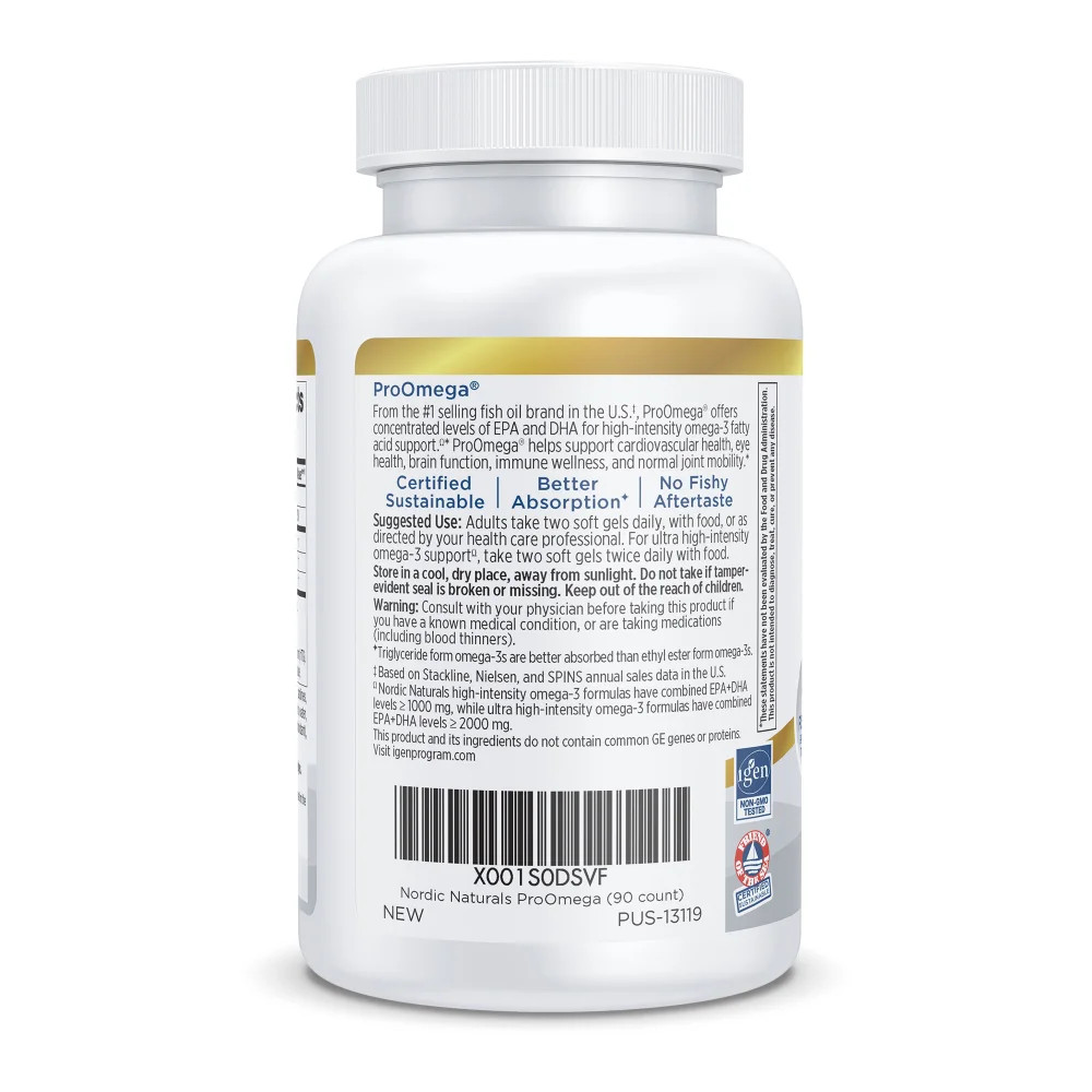 Nordic Naturals ProOmega Soft Gels – Concentrated Omega-3 Fish Oil, 90 Count