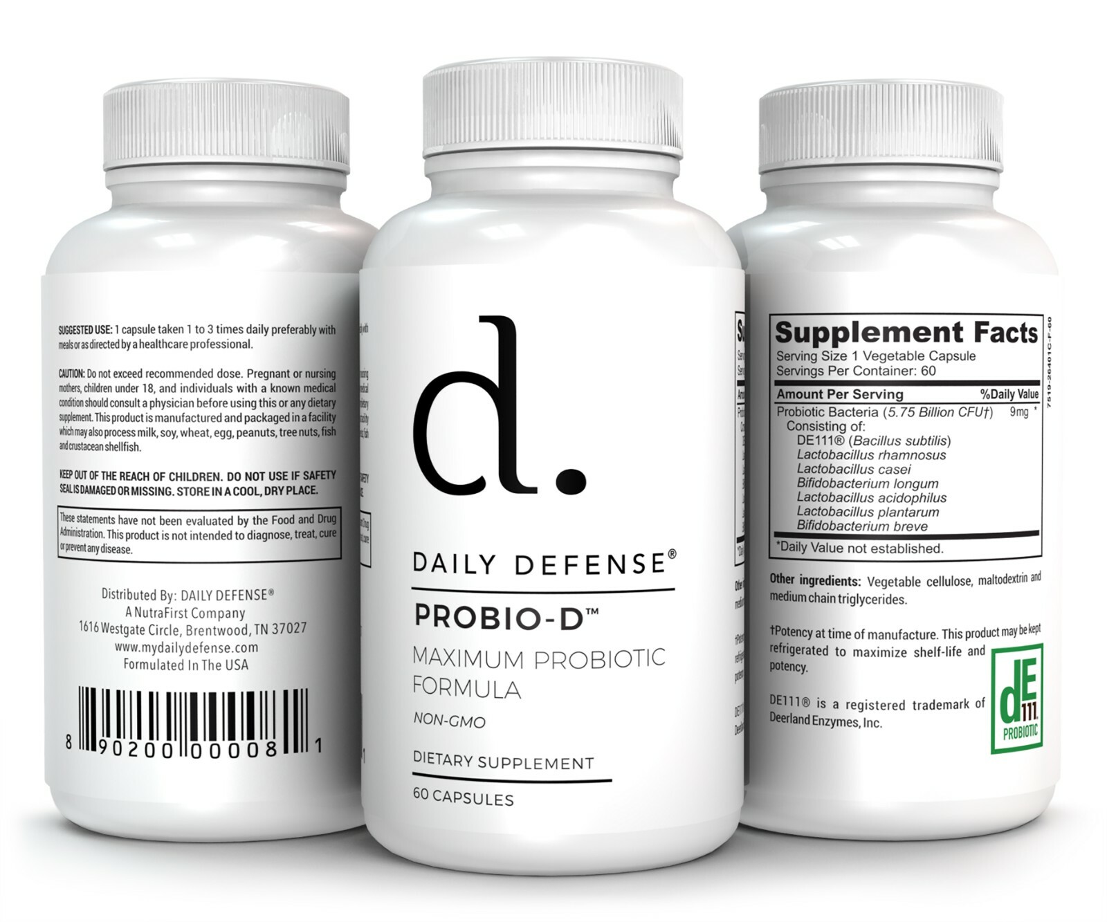 Daily Defense PROBIO-D Probiotics for Women and Men Gut Health Supplements