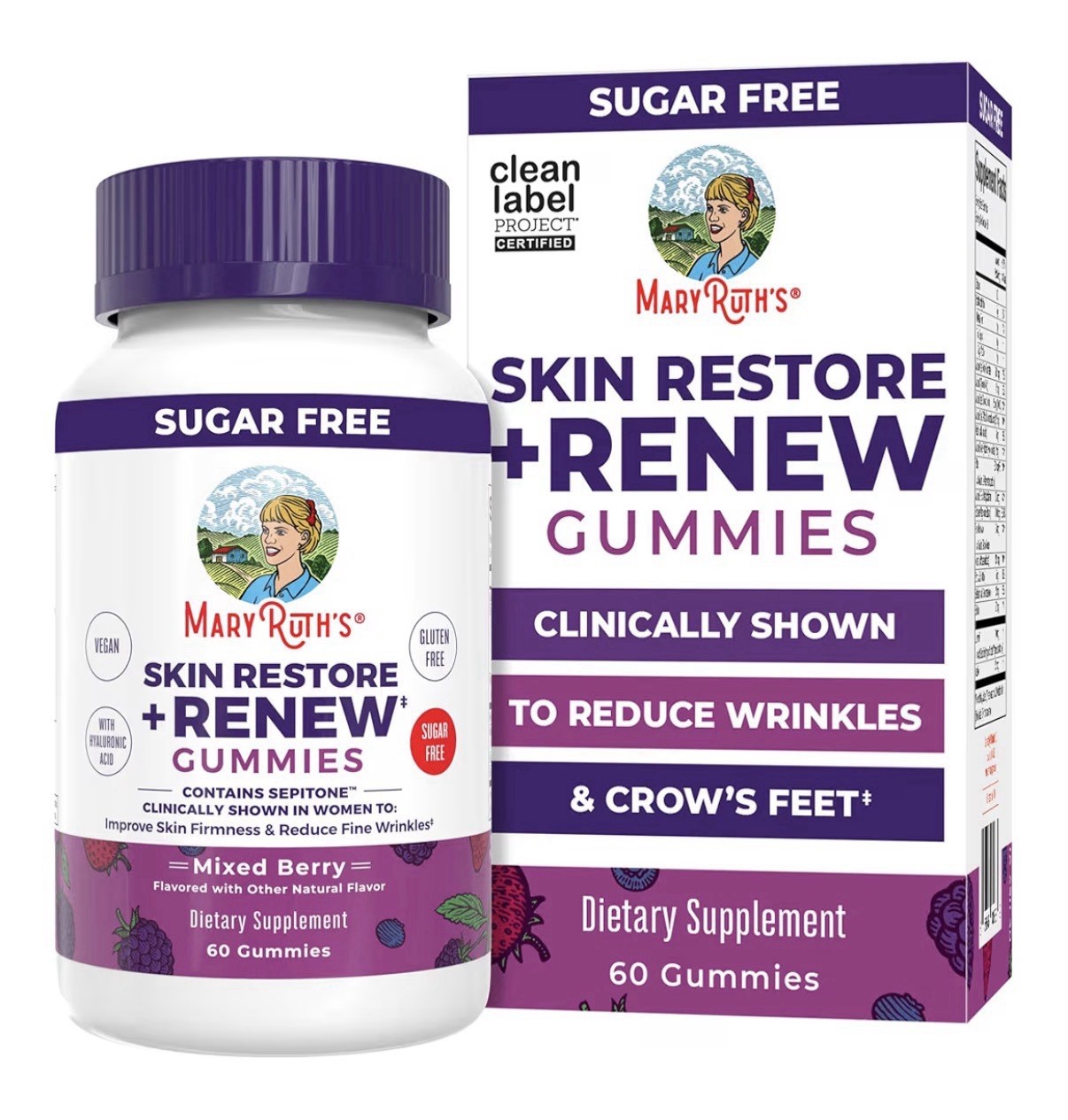 MaryRuth’s Skin Restore + Renew Gummies With Hyaluronic Acid Skin Hydration 60g