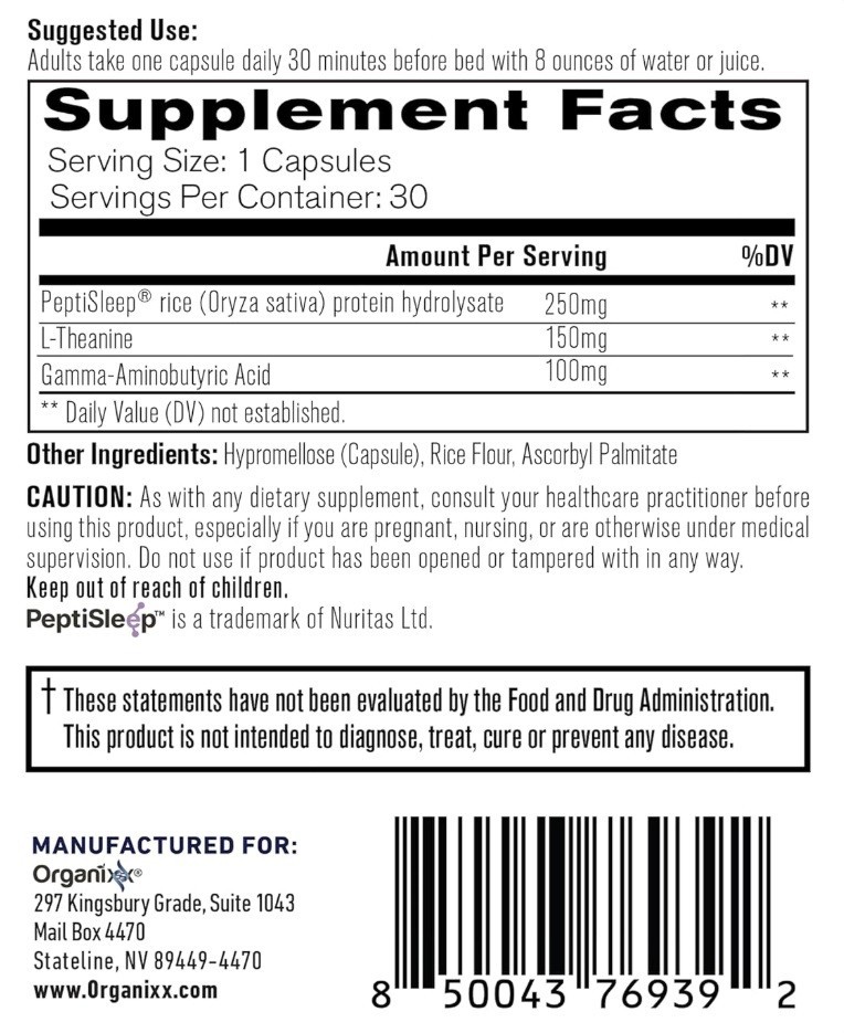 Organixx Clean Sleep 3D Melatonin Free, Sleep Supplement, L Theanine GABA