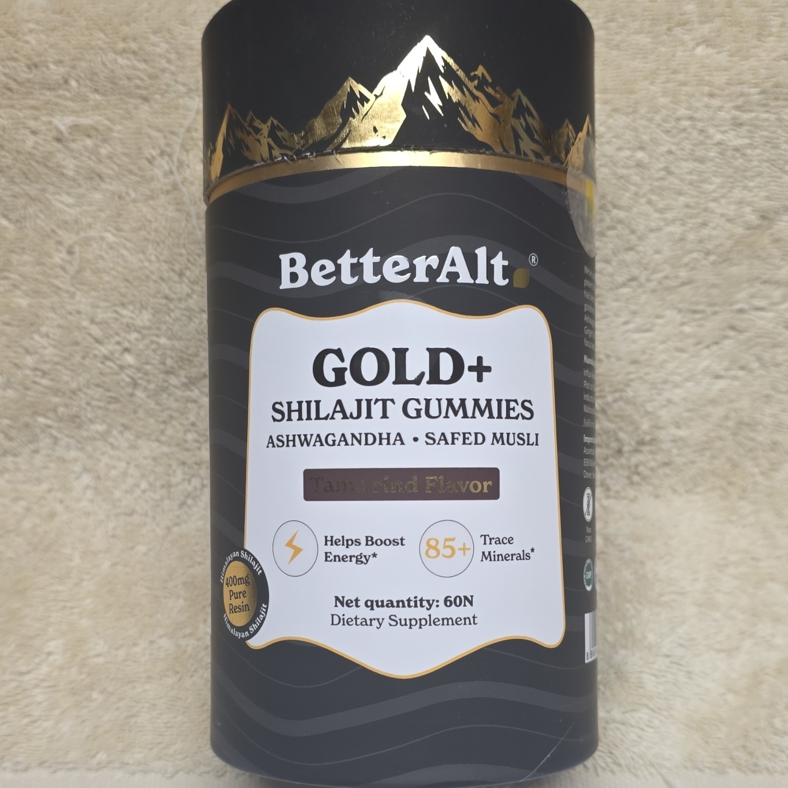 BetterAlt Shilajit Gummies Tamarind Flavor Ashwagandha Safed Musli 60 Count