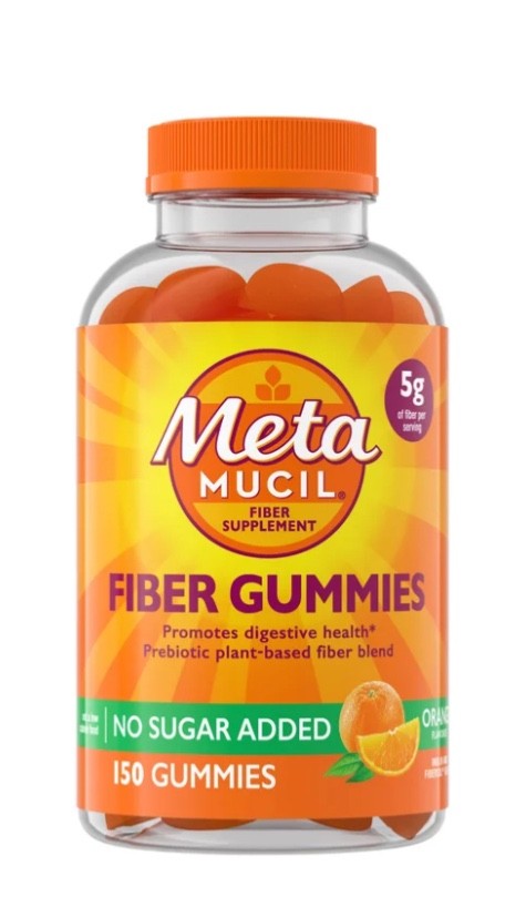 Metamucil Fiber Supplement Gummies Orange Flavor 150 Gummies- No sugar added