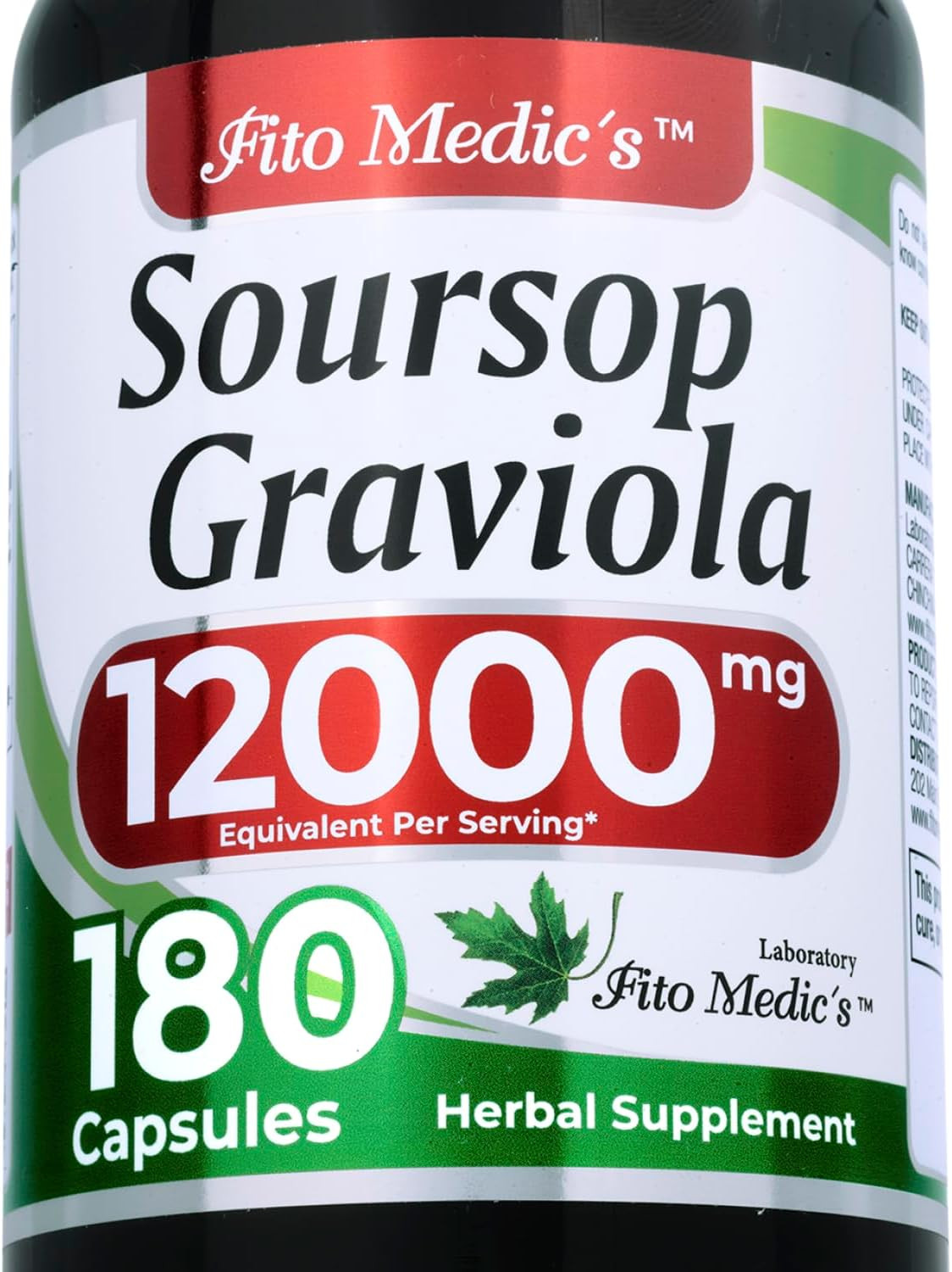FITO MEDIC’S Soursop Graviola Extract, 180 Capsules, 12000mg, High Absorption