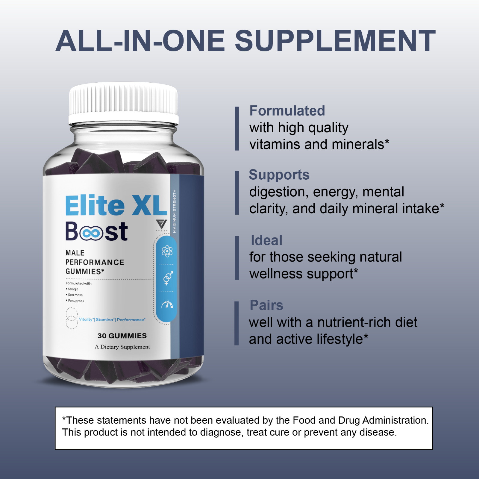 Elite XL Boost Gummies, EliteXL Boost Male Performance (30 Gummies)