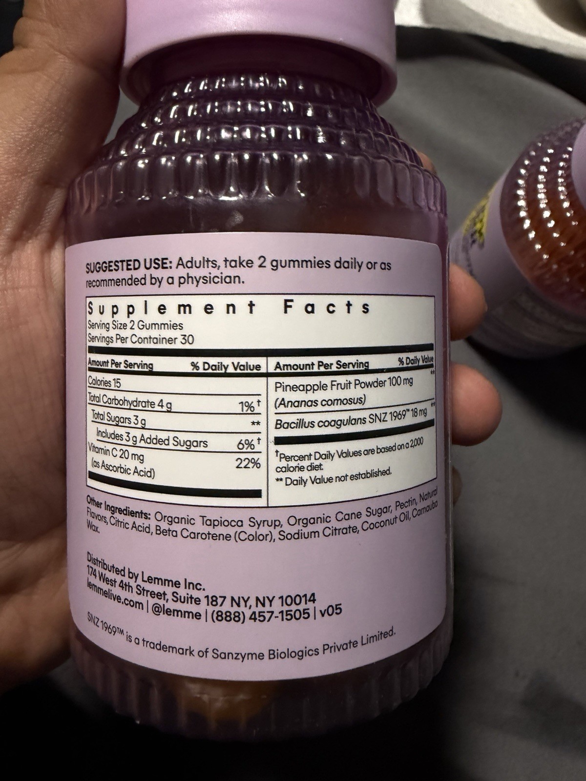 Lemme PURR Vaginal Probiotic Gummies, Pineapple + Vitamin C, 60 Count