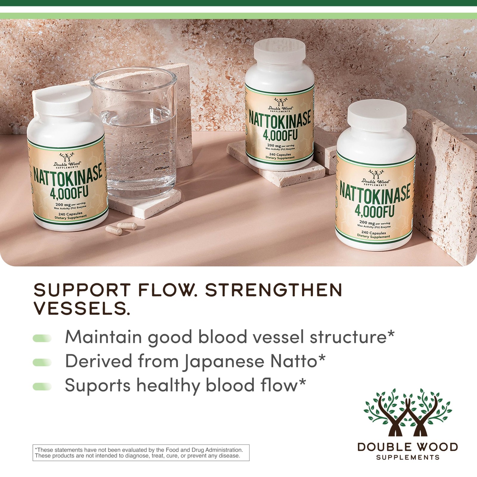Nattokinase Supplement 4,000 FU Servings, 240 Capsules 240 Count (Pack of 1)