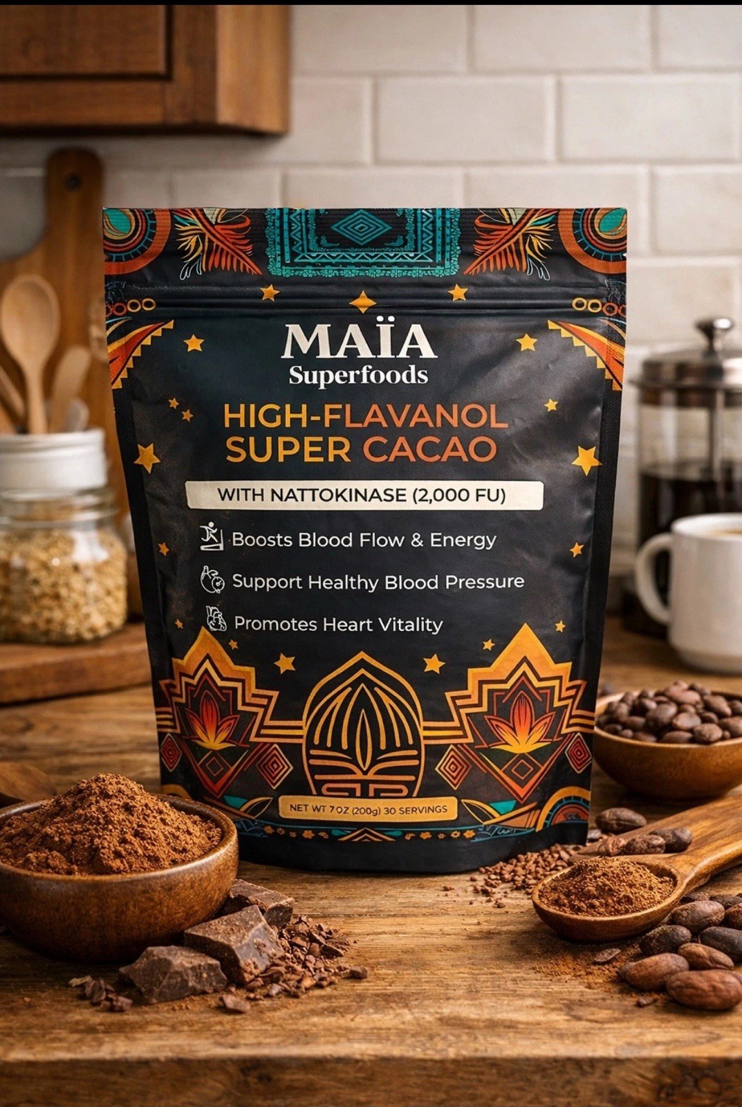 Maia Superfoods – High Flavanol Super Cacao, 7oz (200g) 30 serving