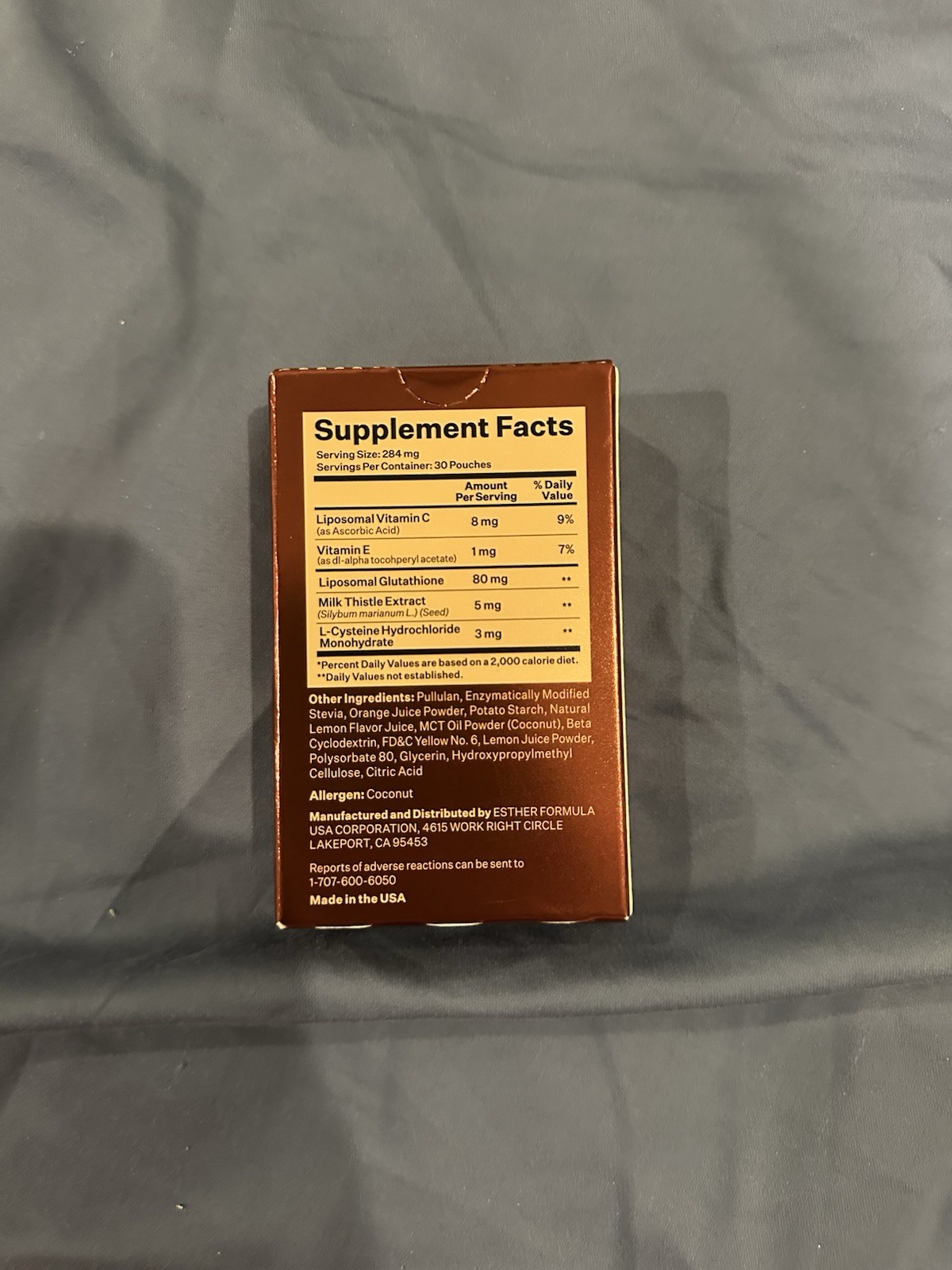 Esther Formula Liposomal Glutathione Direct Powder Supplement 30 Pouches