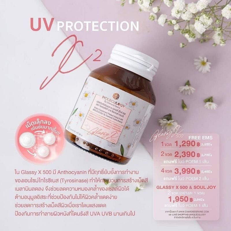 4x Moleculogy by Diamond Grains Glassy X 500 Dietary Supplement Bright Skin 60’s
